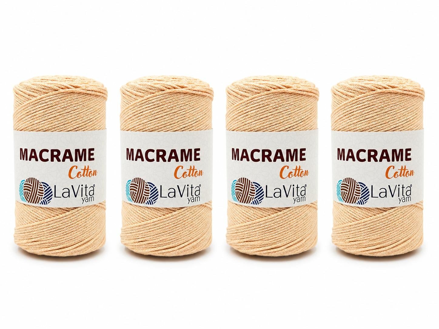 LaVita Macrame Cotton El Örgü İpi %100 Polyester 1 KİLOGRAM 4 ADET (2 İPEK SARI)