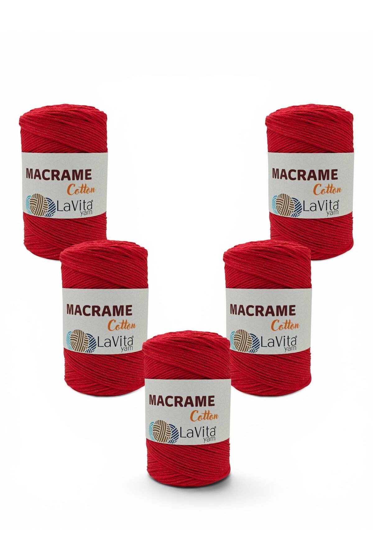 LaVita Macrame Cotton El Örgü İpi %100 Polyester 1 KİLOGRAM 4 ADET (8 KIRMIZI)