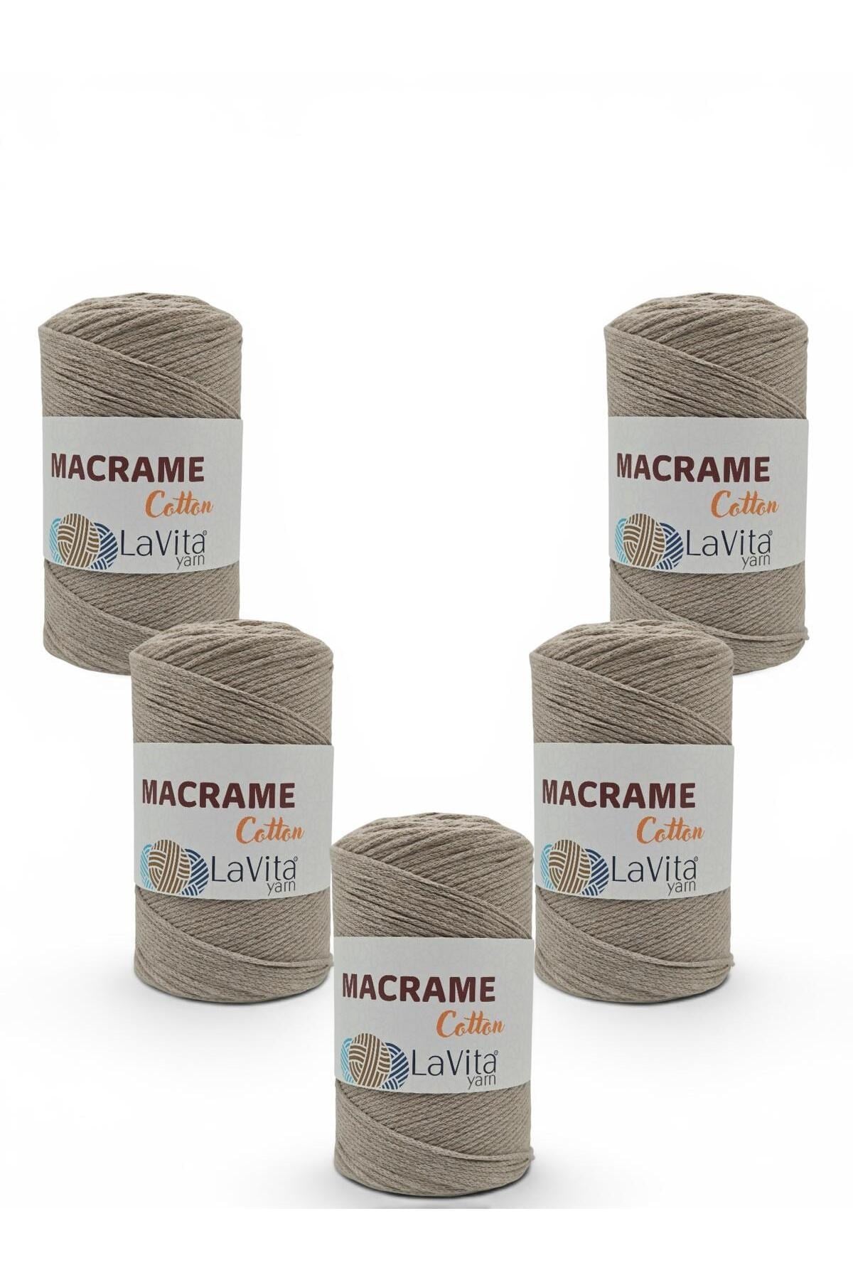 LaVita Macrame Cotton El Örgü İpi %100 Polyester 1 KİLOGRAM 4 ADET (26 AÇIK BEJ)