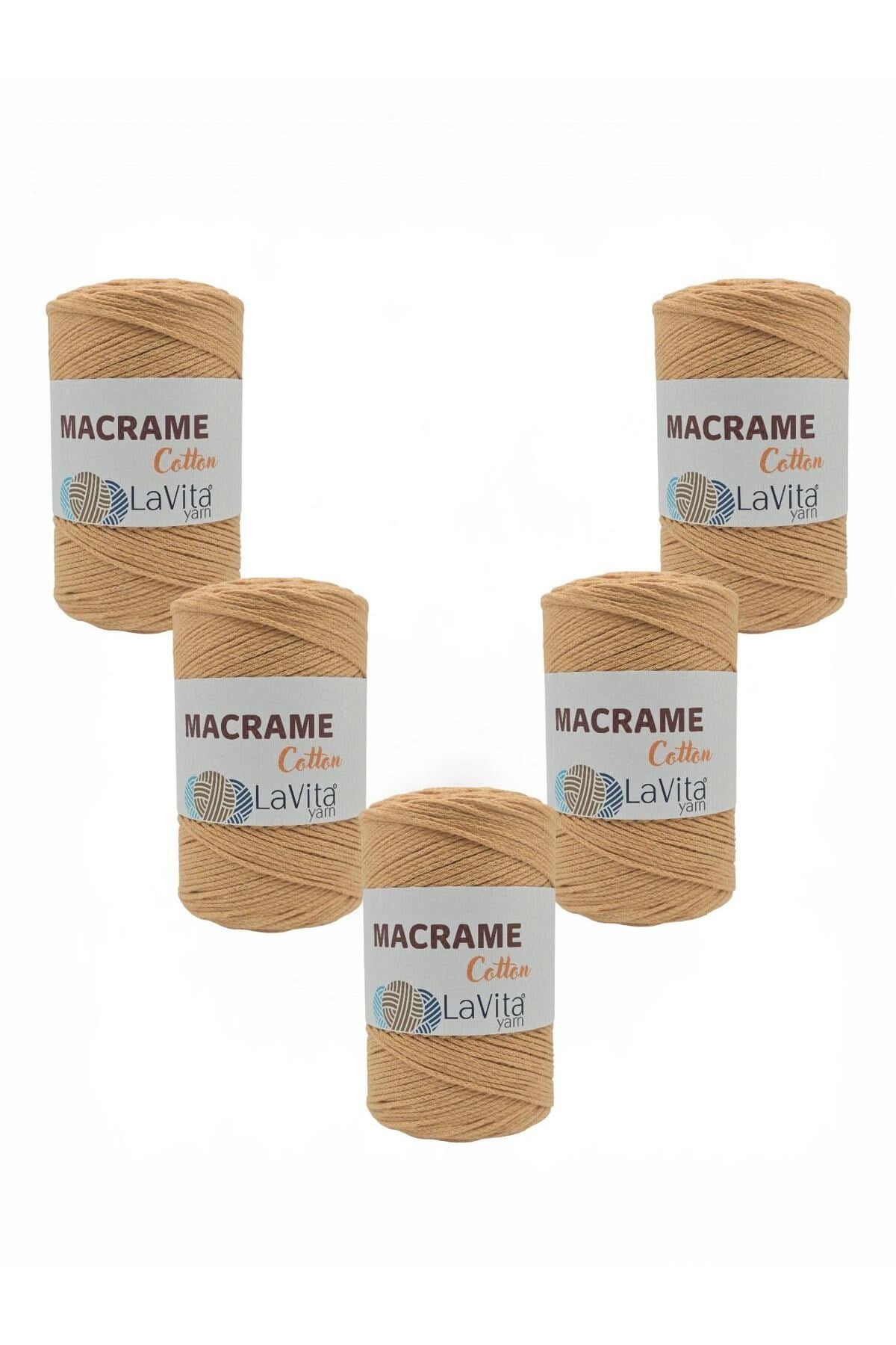 LaVita Macrame Cotton El Örgü İpi %100 Polyester 1 KİLOGRAM 4 ADET (4 KOYU SARI)
