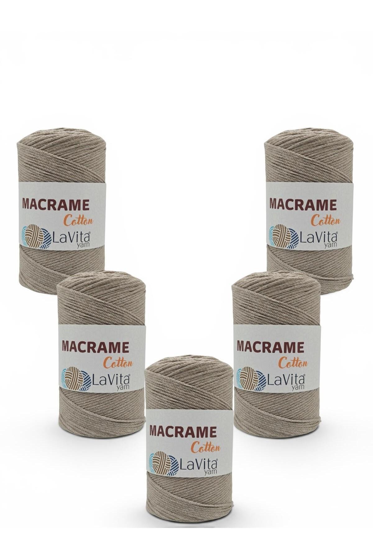 LaVita Macrame Cotton El Örgü İpi %100 Polyester 1 KİLOGRAM 4 ADET (26 AÇIK BEJ)