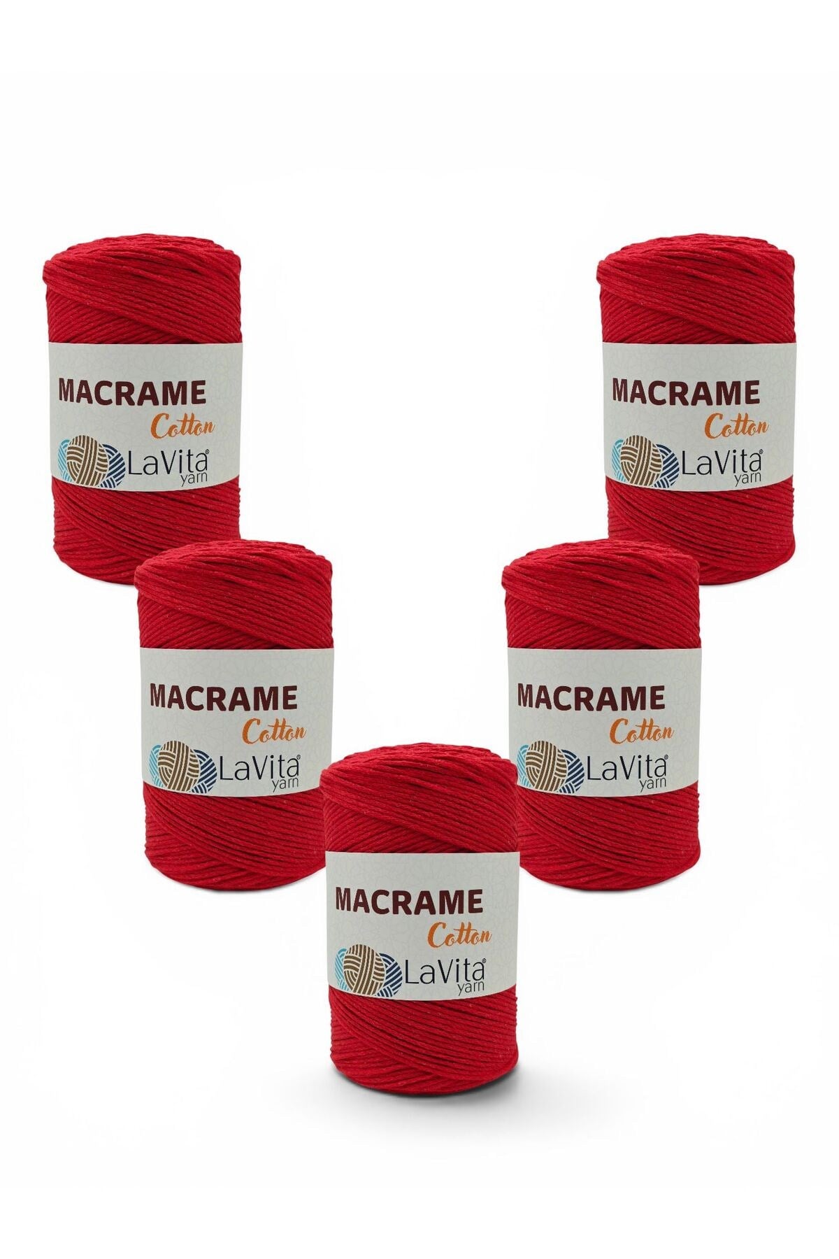 LaVita Macrame Cotton El Örgü İpi %100 Polyester 1 KİLOGRAM 4 ADET (8 KIRMIZI)