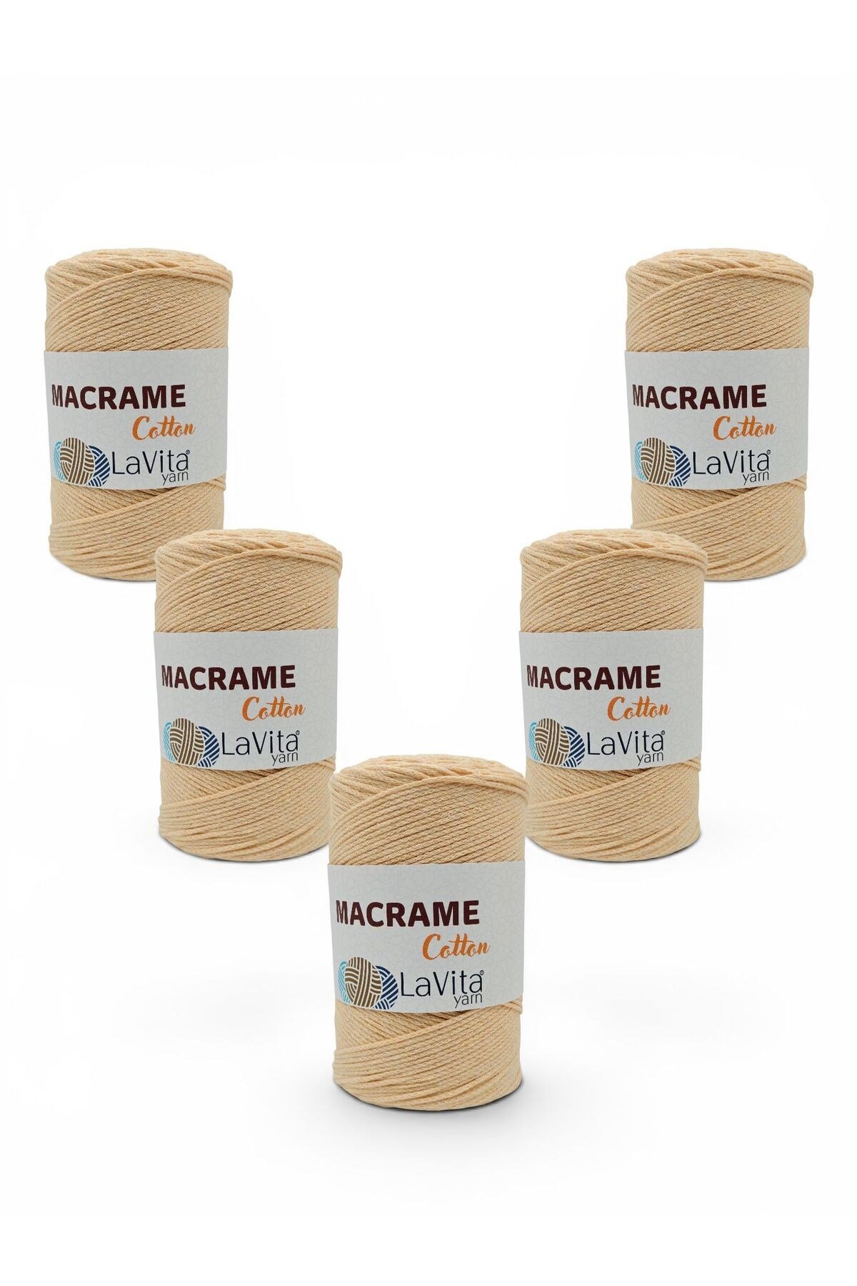 LaVita Macrame Cotton El Örgü İpi %100 Polyester 1 KİLOGRAM 4 ADET (2 İPEK SARI)