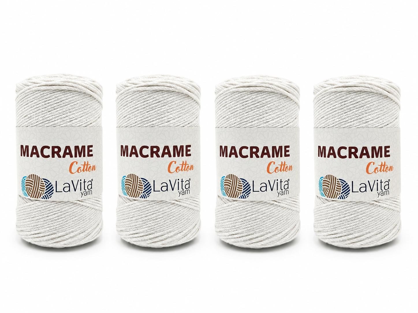 LaVita Macrame Cotton El Örgü İpi %100 Pamuk 1 KİLOGRAM 4 ADET (1 EKRU)
