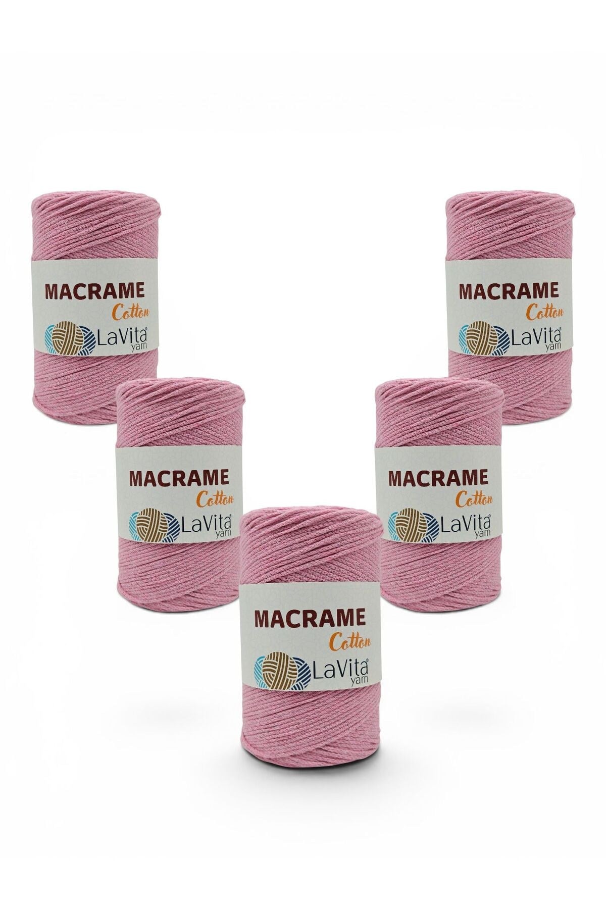 LaVita Macrame Cotton El Örgü İpi %100 Polyester 1 KİLOGRAM 4 ADET (38 PEMBE)