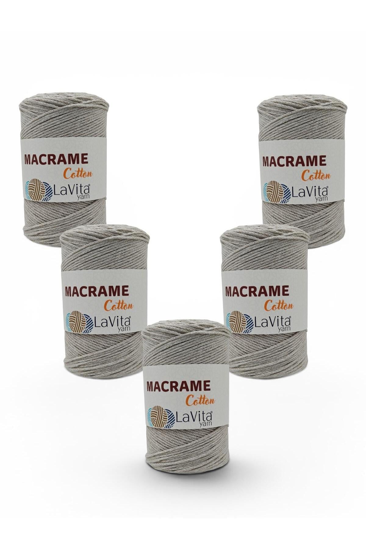 LaVita Macrame Cotton El Örgü İpi %100 Polyester 1 KİLOGRAM 4 ADET (25 TAŞ BEJ)