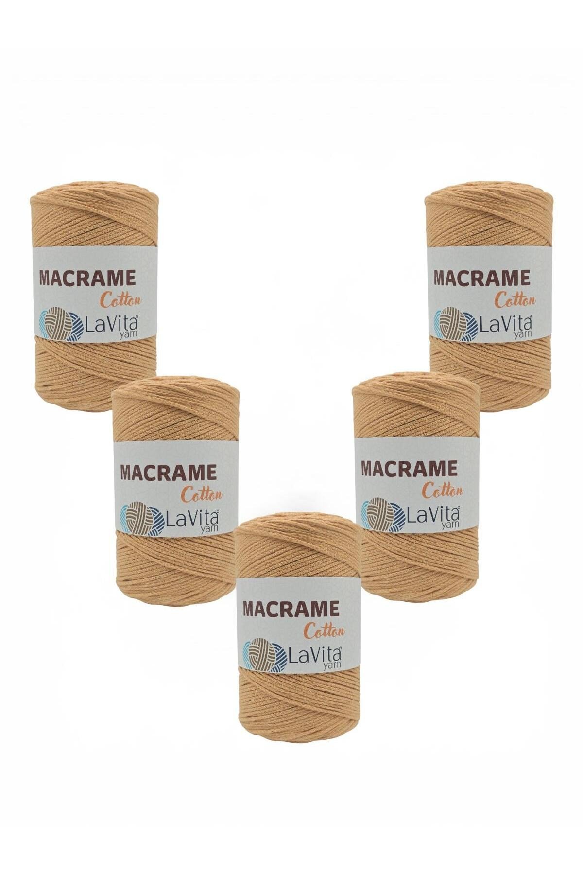 LaVita Macrame Cotton El Örgü İpi %100 Polyester 1 KİLOGRAM 4 ADET (4 KOYU SARI)