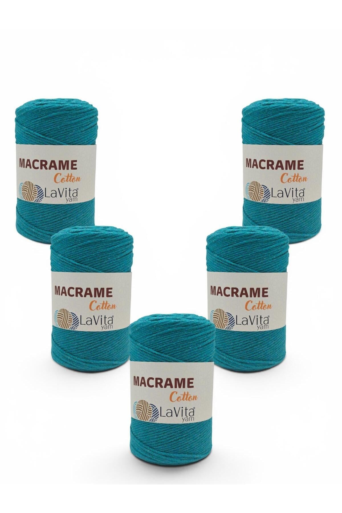 LaVita Macrame Cotton El Örgü İpi %100 Polyester 1 KİLOGRAM 4 ADET (23 TURKUAZ)