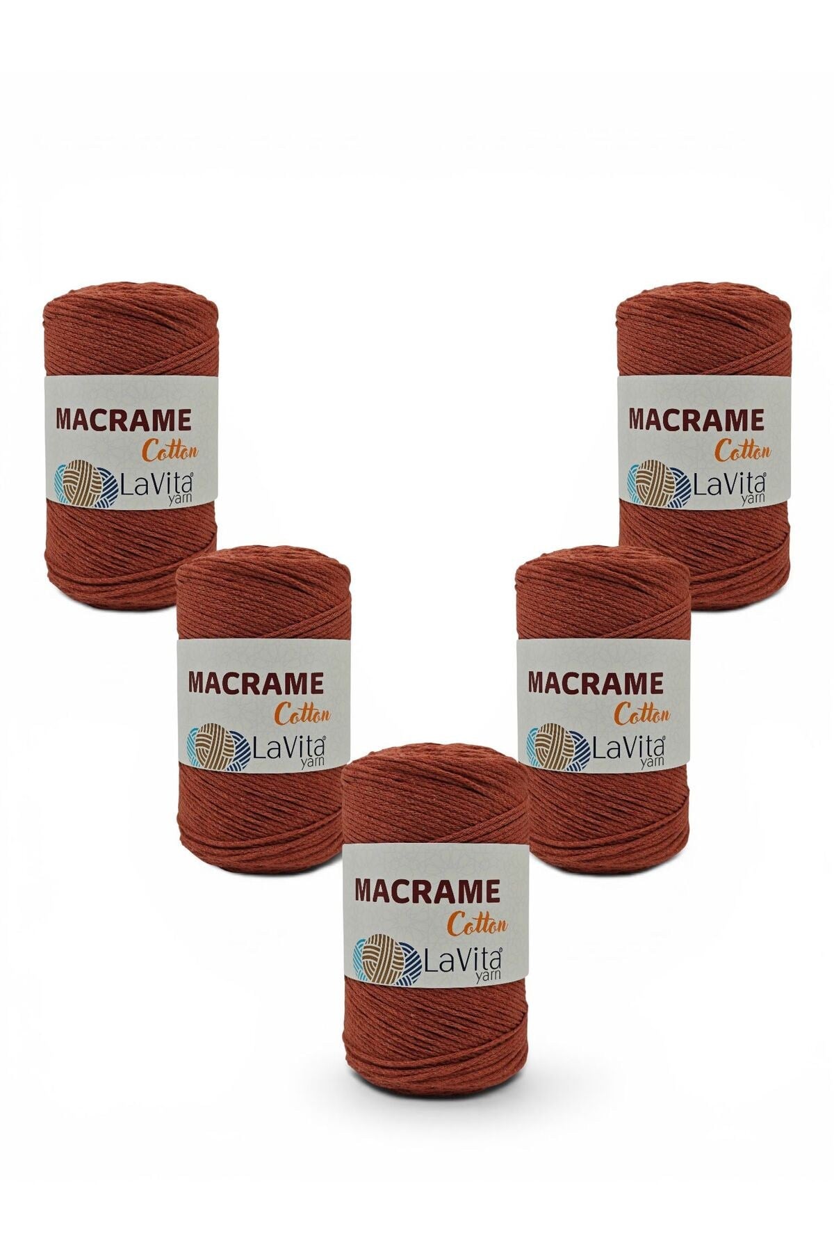 LaVita Macrame Cotton El Örgü İpi %100 Polyester 1 KİLOGRAM 4 ADET (6 KİREMİT)