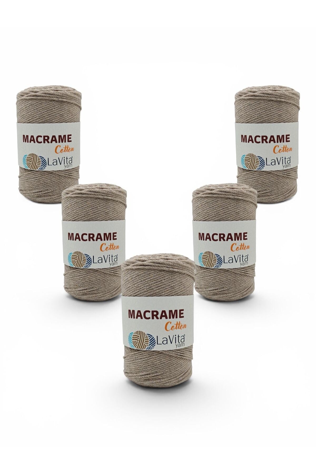 LaVita Macrame Cotton El Örgü İpi %100 Polyester 1 KİLOGRAM 4 ADET (36 H.BEJ)