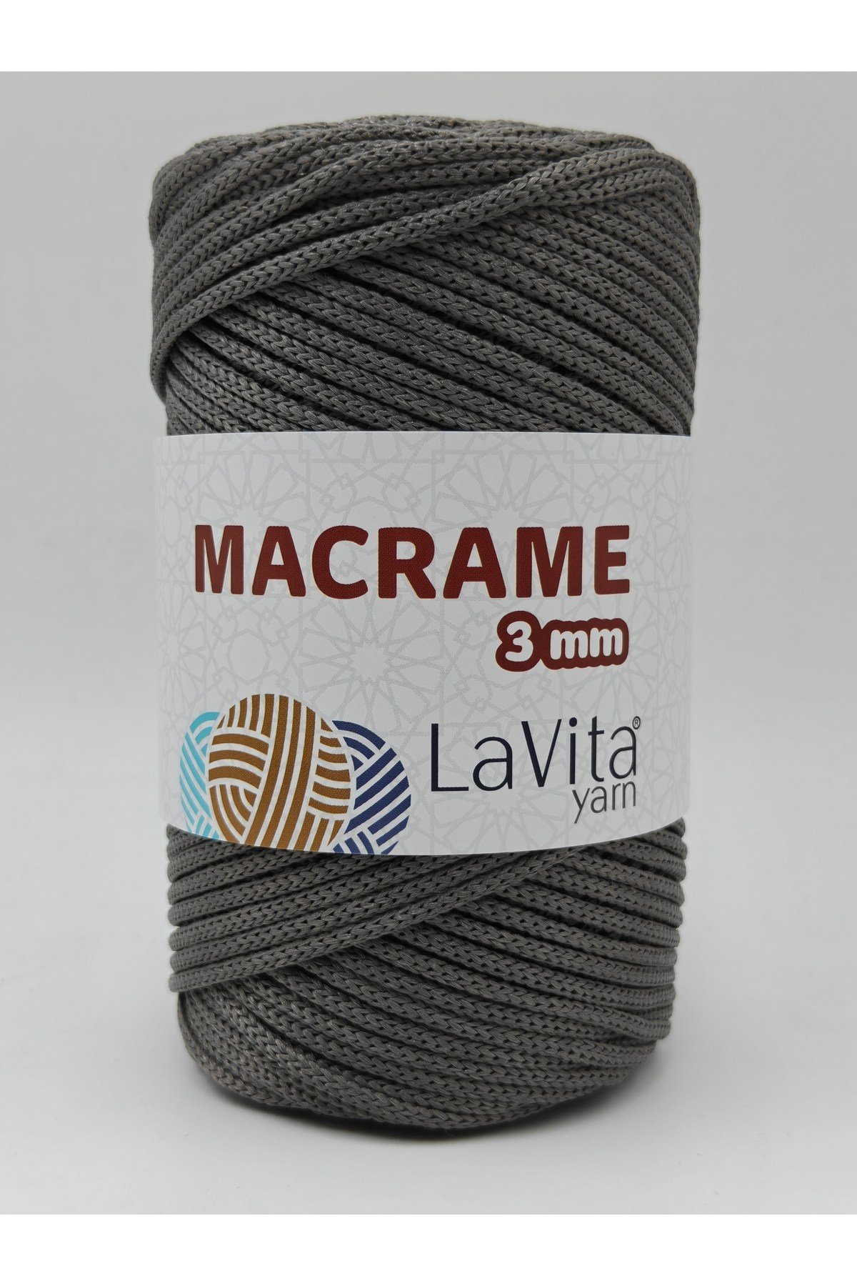 LaVita Macrame El Örgü İpi %100 Polyester 3MM 250gr (420 GRİ)