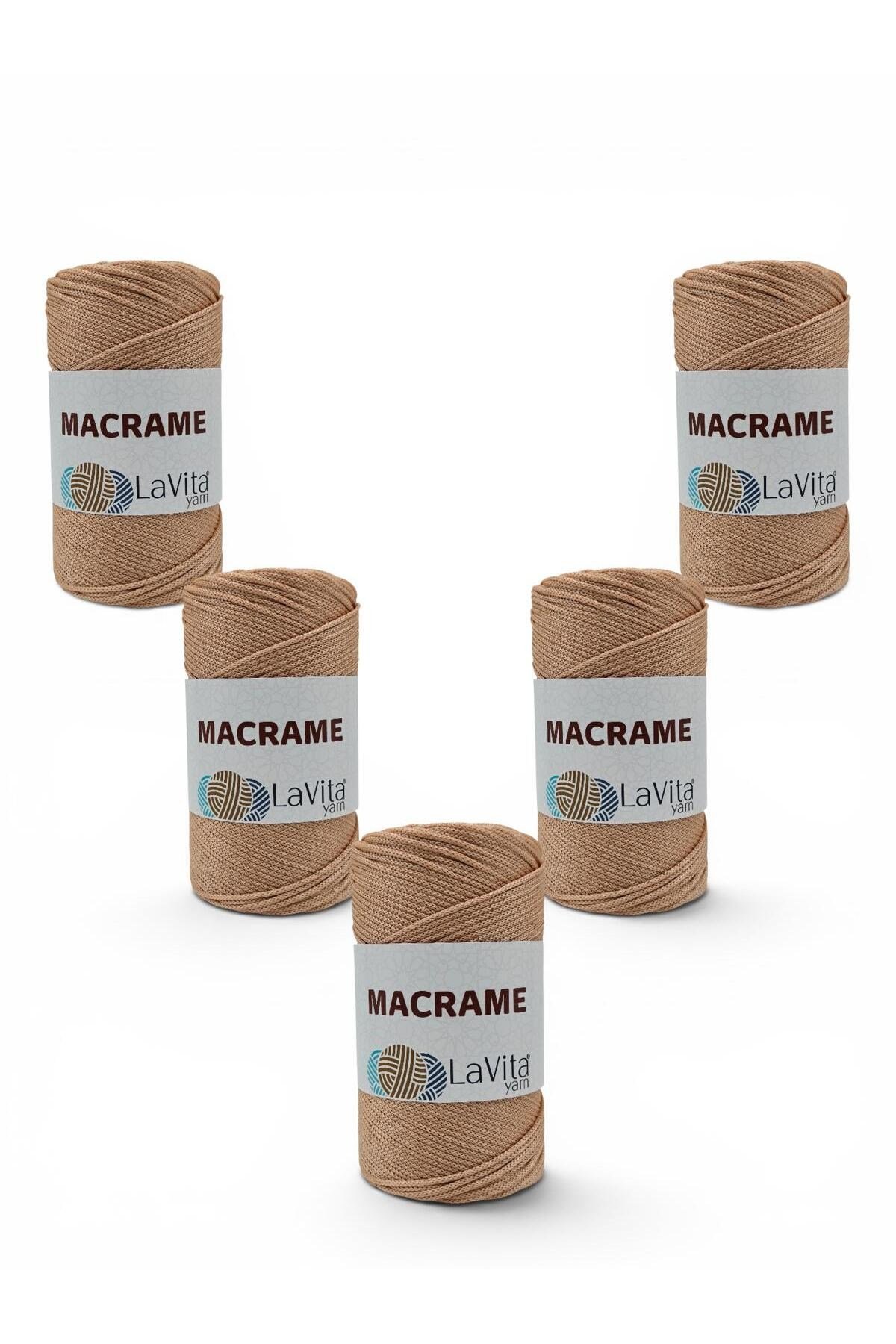 LaVita Macrame El Örgü İpi %100 Polyester 1 KİLOGRAM 5 ADET (110 BEJ)