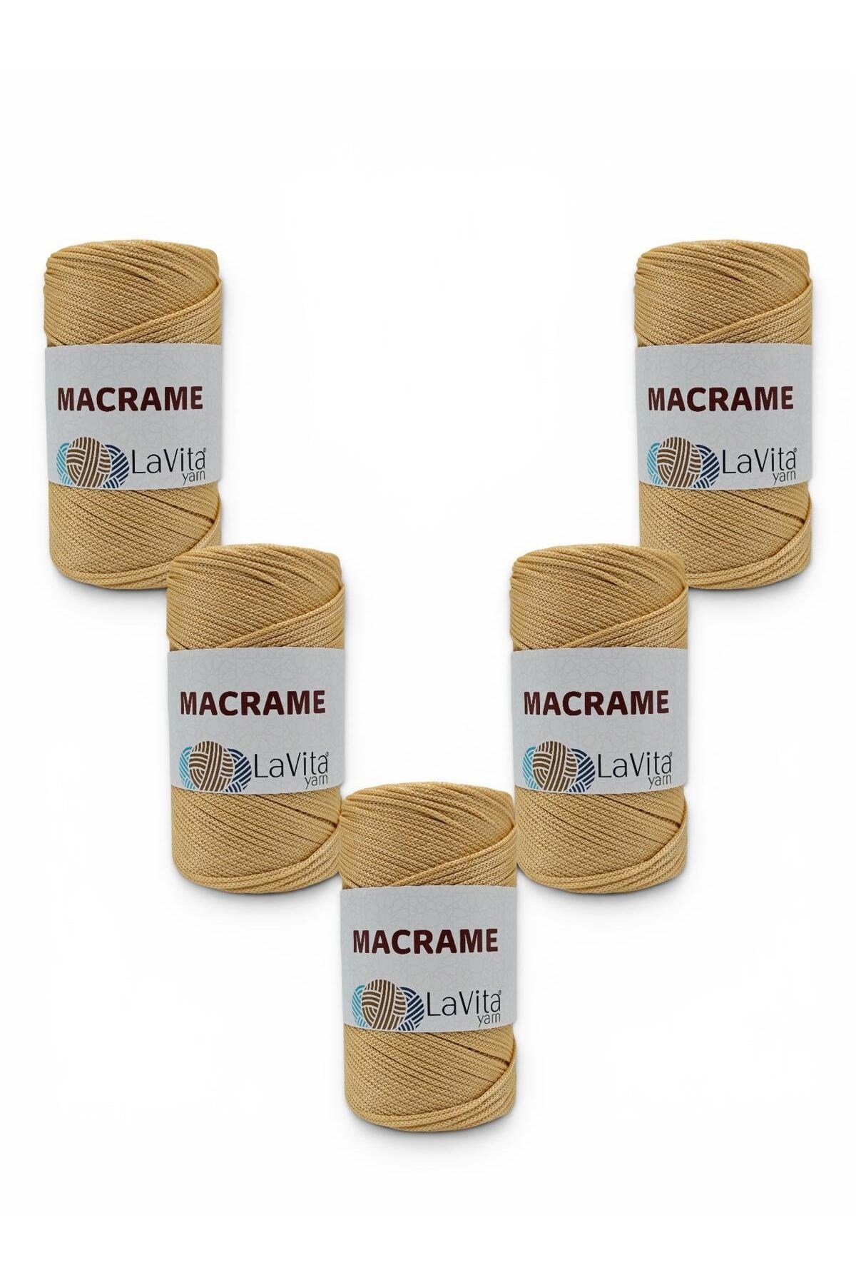 LaVita Macrame El Örgü İpi %100 Polyester 1 KİLOGRAM 5 ADET (520 HARDAL)