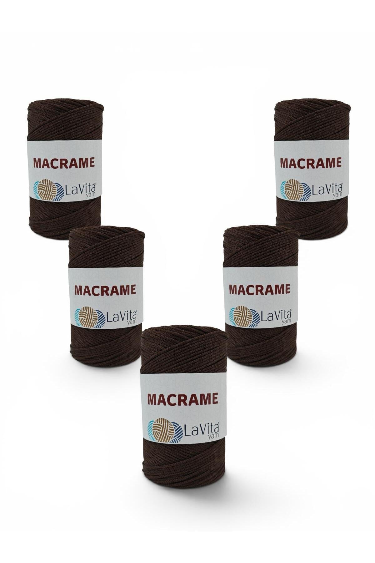 LaVita Macrame El Örgü İpi %100 Polyester 1 KİLOGRAM 5 ADET (2070 KAHVE)