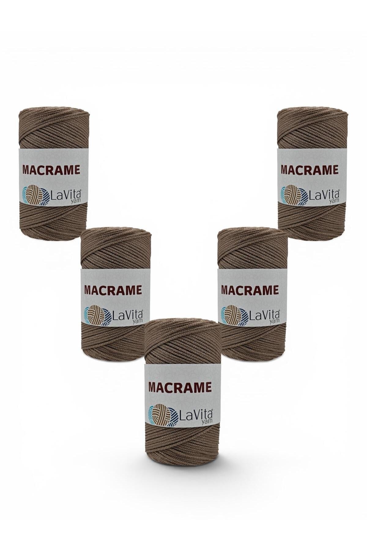 LaVita Macrame El Örgü İpi %100 Polyester 1 KİLOGRAM 5 ADET (40 BEJ)