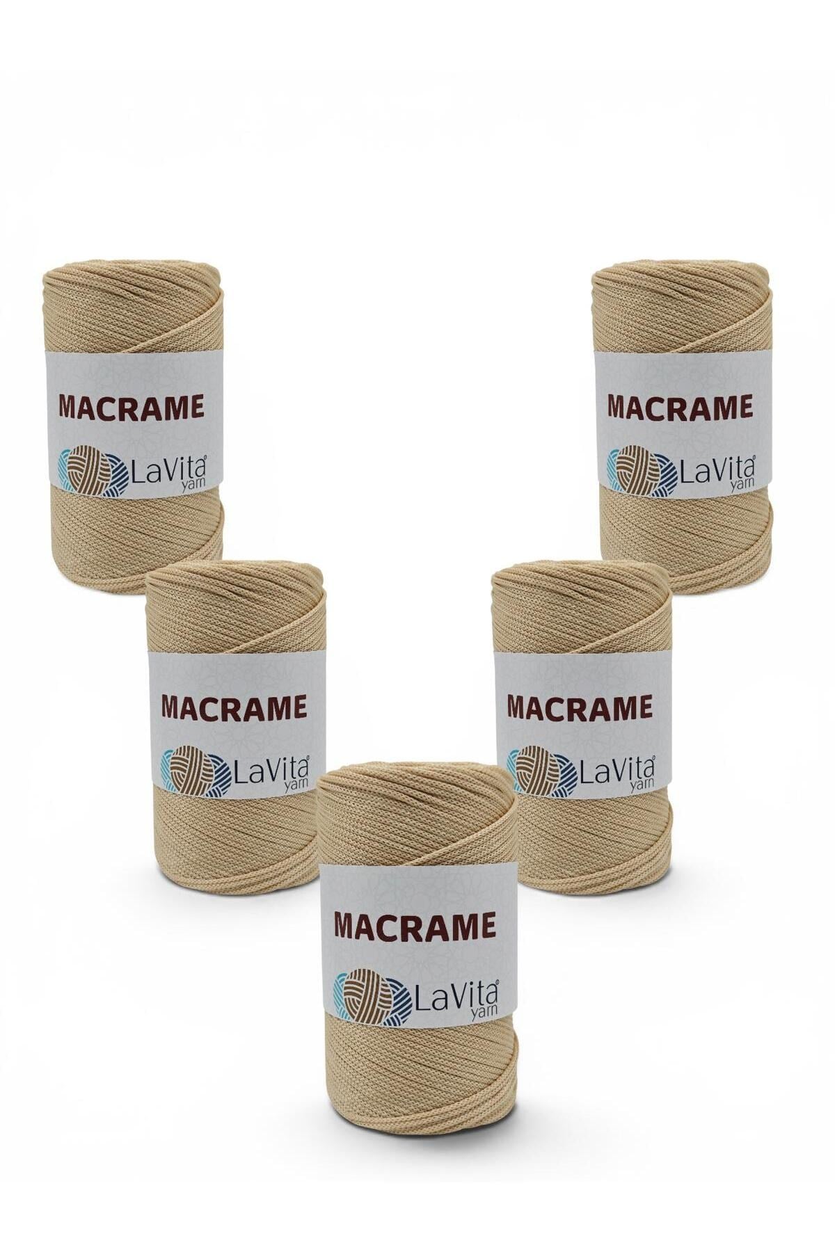 LaVita Macrame El Örgü İpi %100 Polyester 1 KİLOGRAM 5 ADET (52 BEJ)