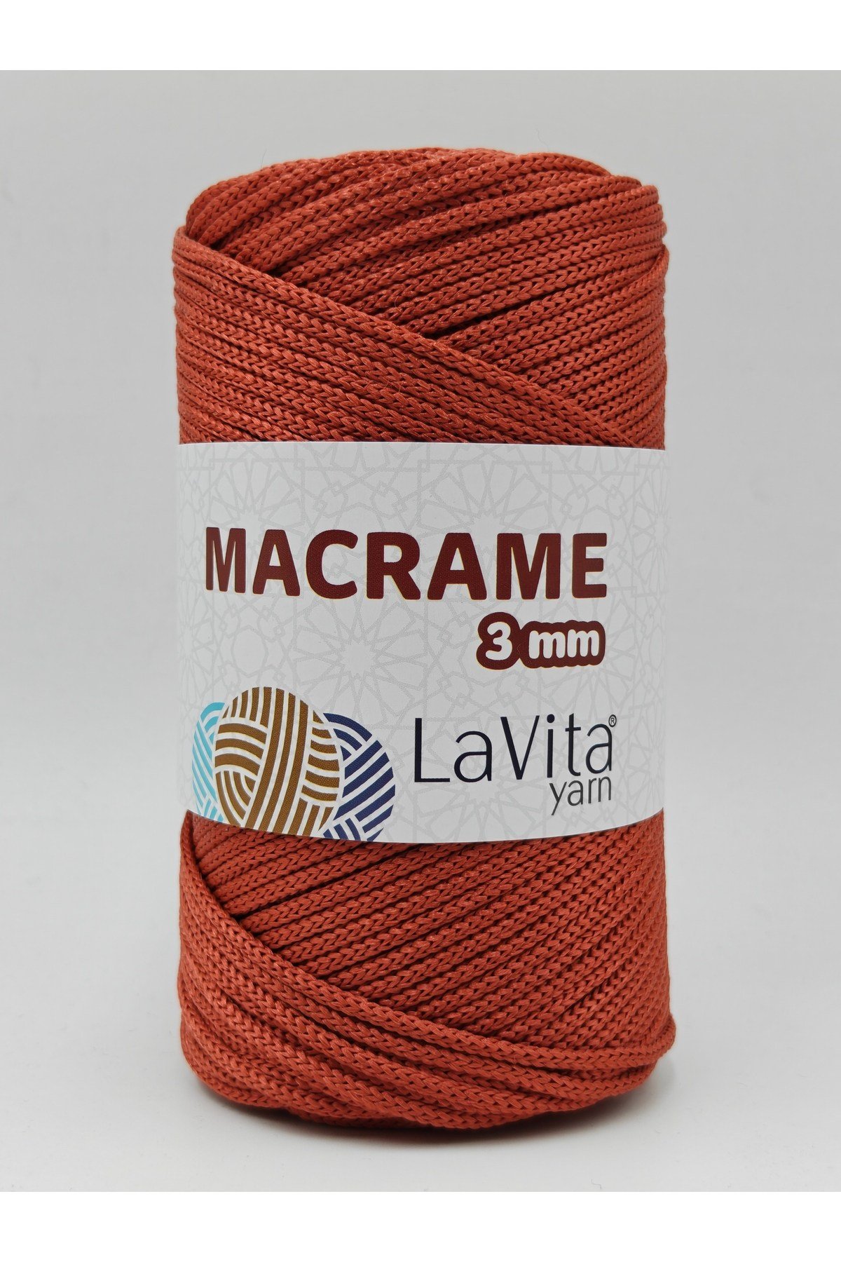 LaVita Macrame El Örgü İpi %100 Polyester 3MM 250gr (118 KİREMİT)