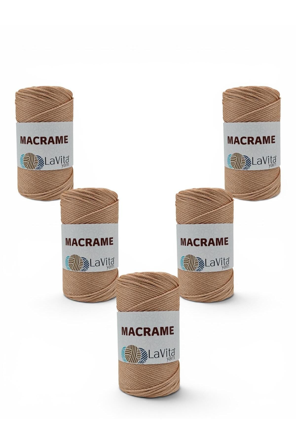 LaVita Macrame El Örgü İpi %100 Polyester 1 KİLOGRAM 5 ADET (110 BEJ)