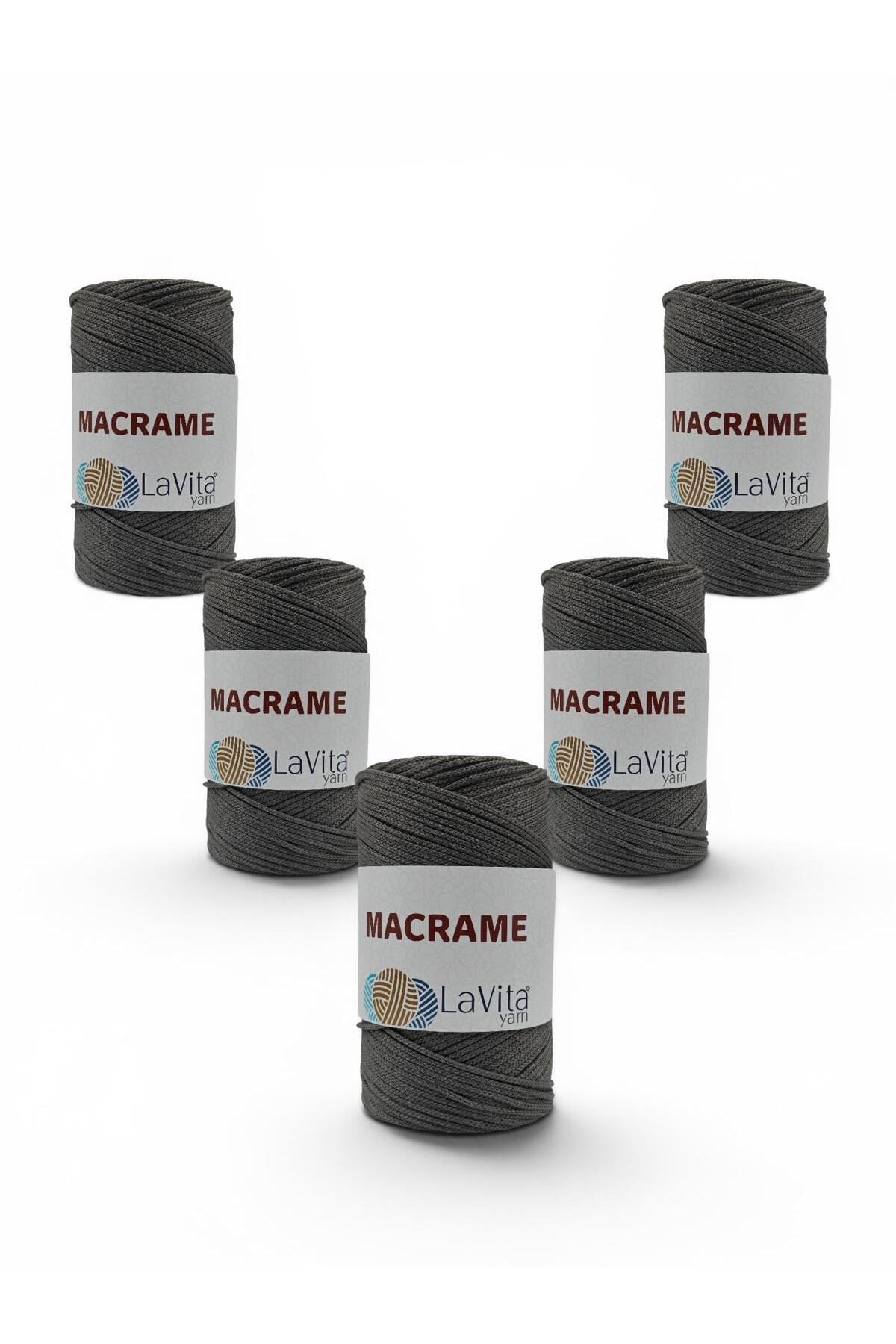 LaVita Macrame El Örgü İpi %100 Polyester 1 KİLOGRAM 5 ADET (420 GRİ)