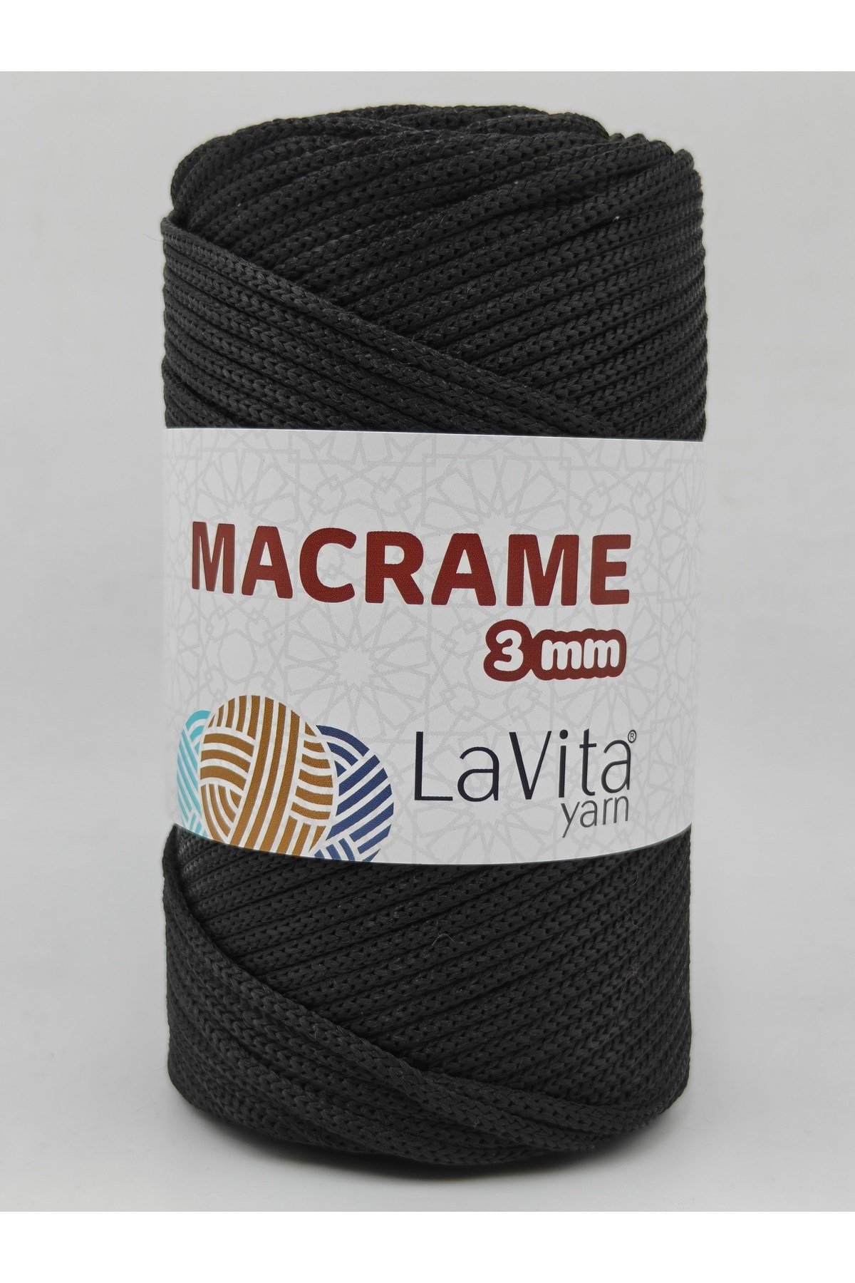 LaVita Macrame El Örgü İpi %100 Polyester 3MM 250gr (60 SİYAH)