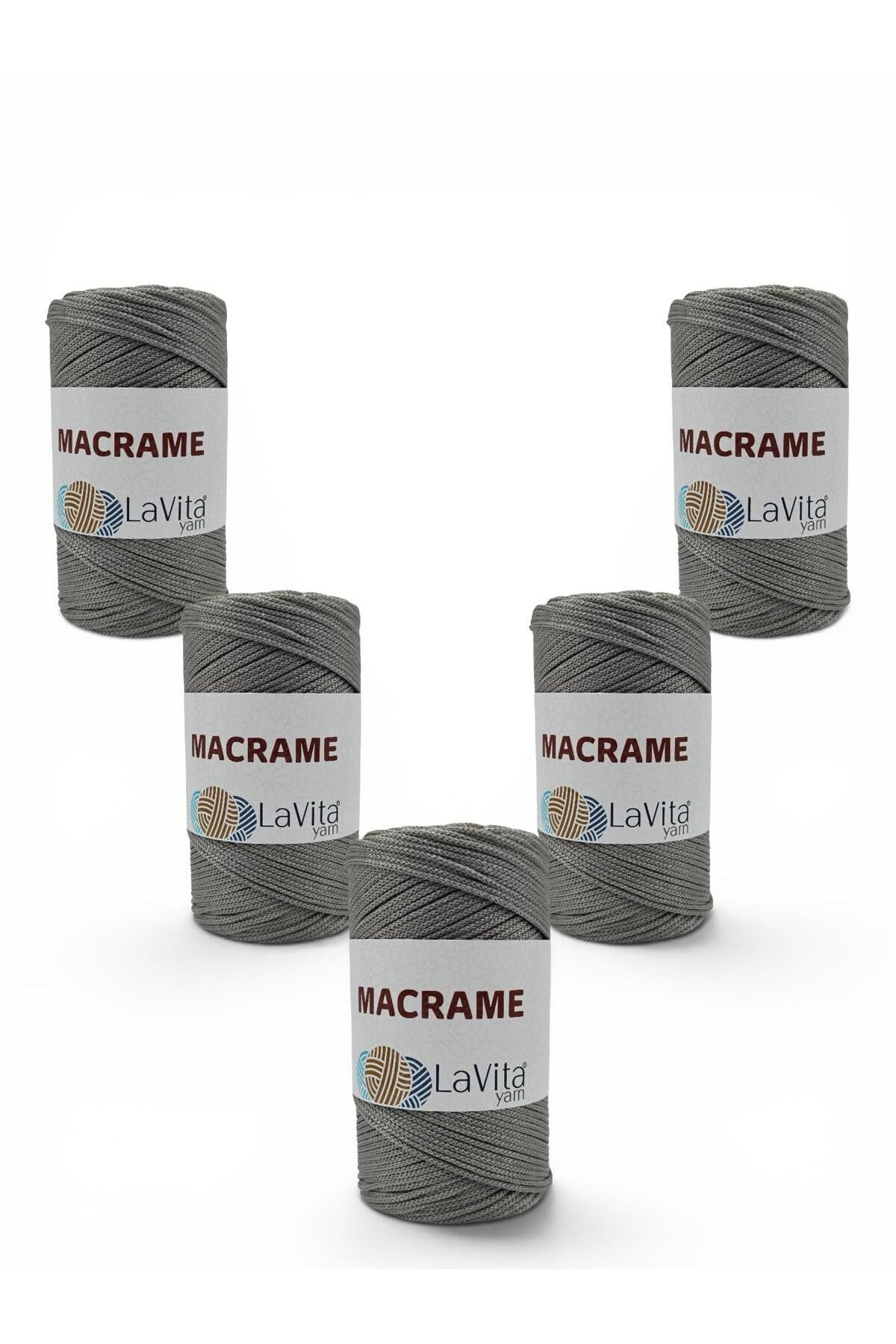 LaVita Macrame El Örgü İpi %100 Polyester 1 KİLOGRAM 5 ADET (430 GRİ)