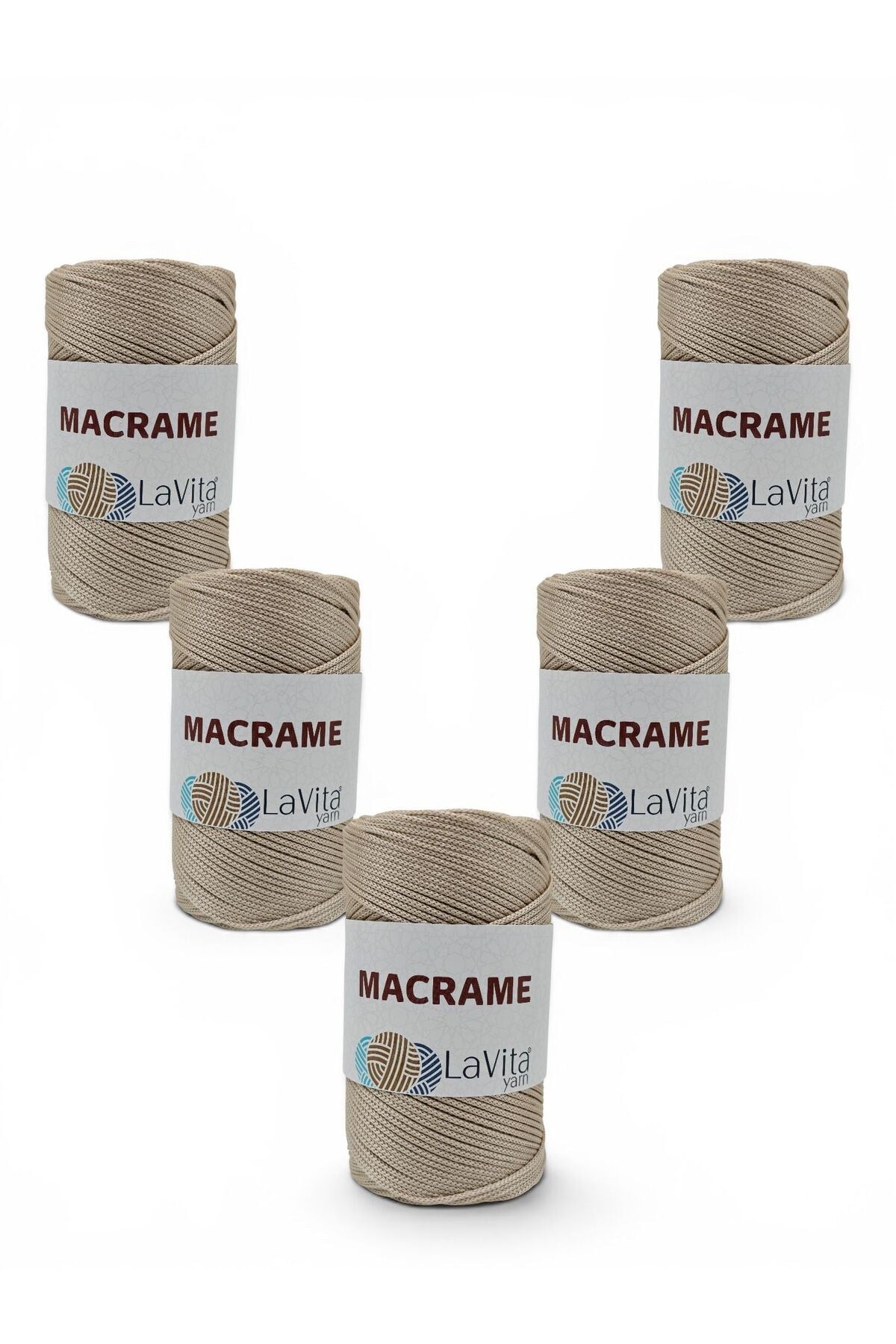LaVita Macrame El Örgü İpi %100 Polyester 1 KİLOGRAM 5 ADET (230 AÇIK BEJ)