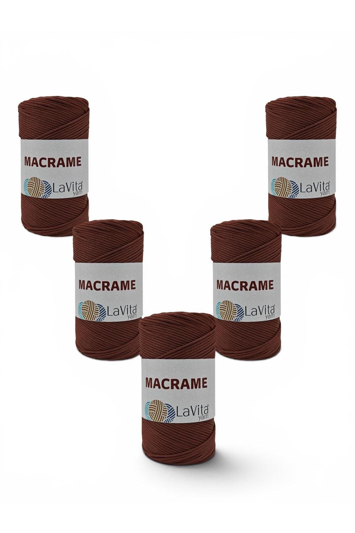 LaVita Macrame El Örgü İpi %100 Polyester 1 KİLOGRAM 5 ADET (2060 KAHVE)