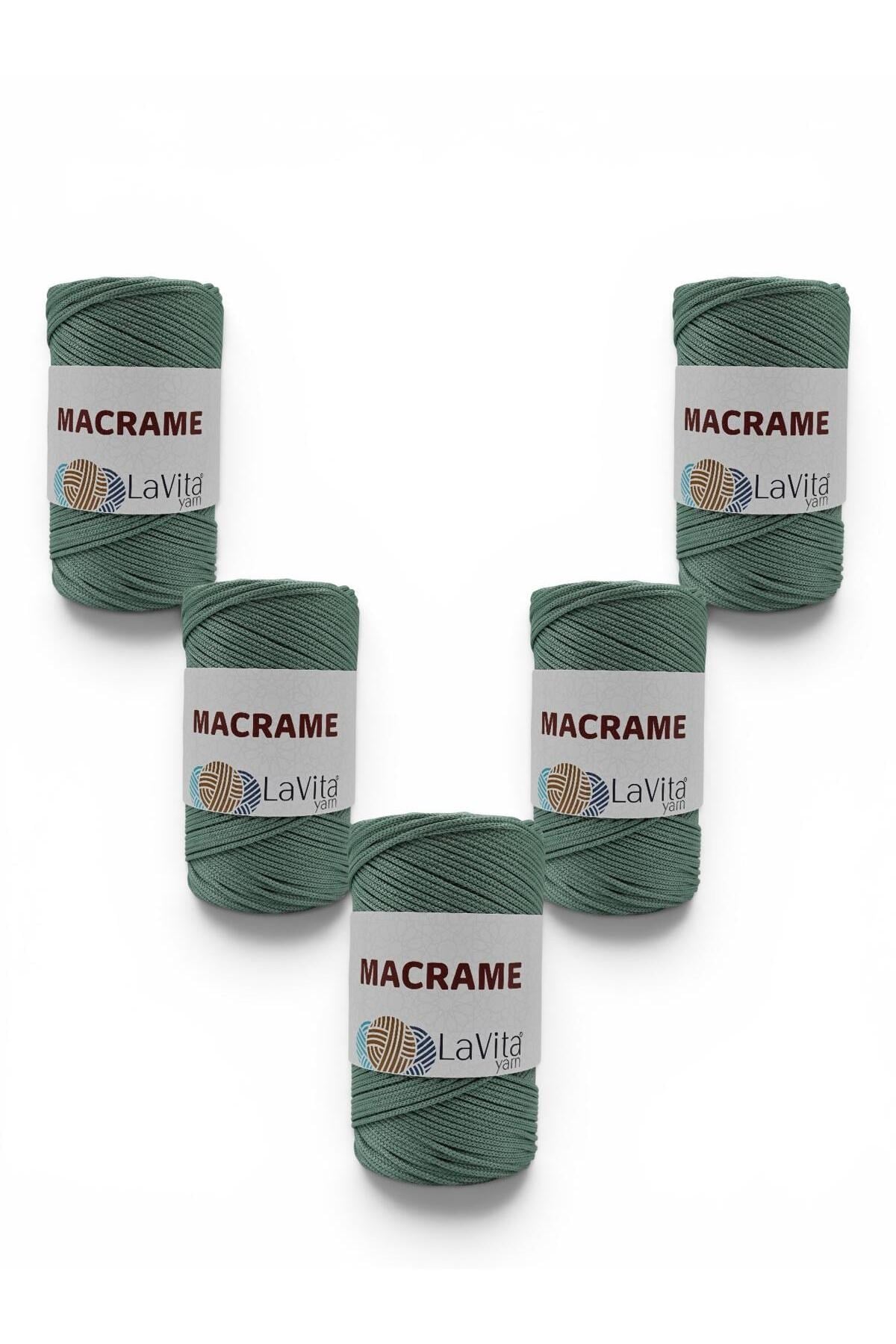LaVita Macrame El Örgü İpi %100 Polyester 1 KİLOGRAM 5 ADET (2580 YEŞİL)