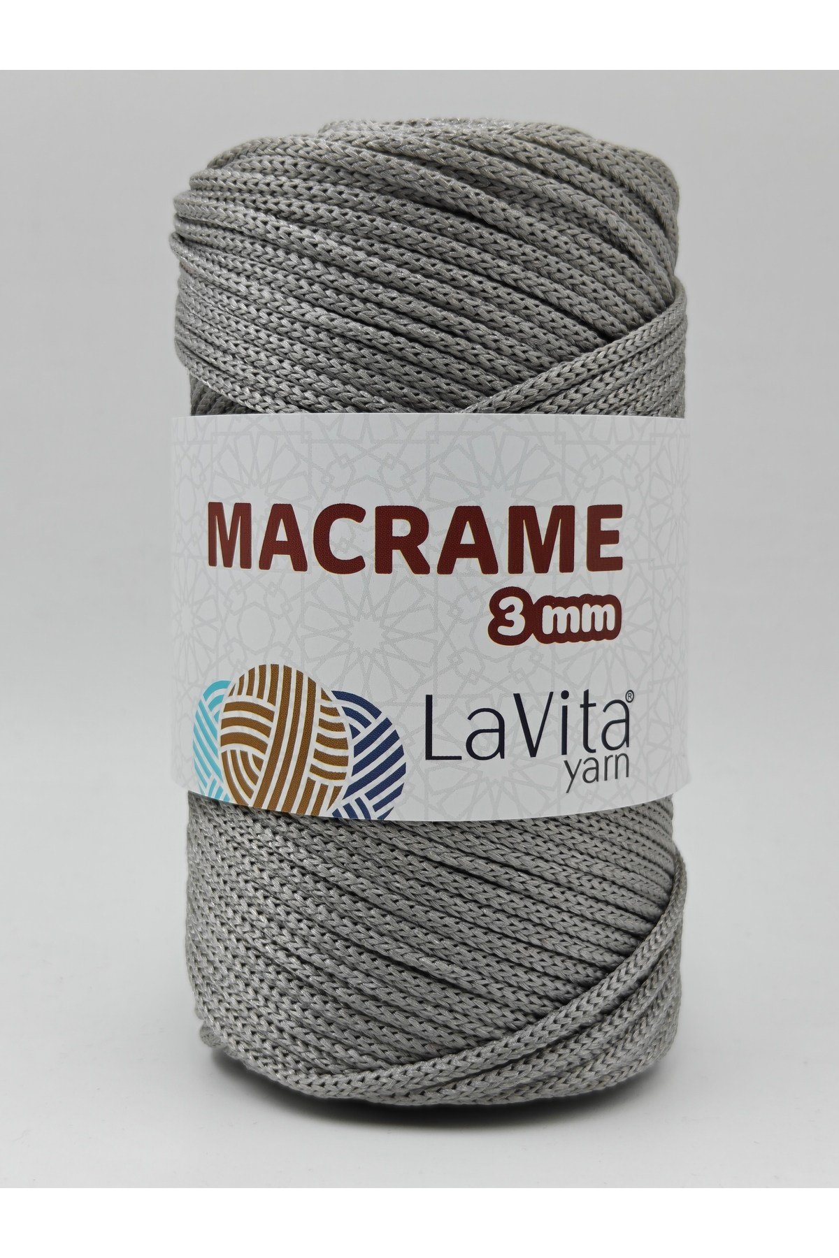 LaVita Macrame El Örgü İpi %100 Polyester 3MM 250gr (430 GRİ)
