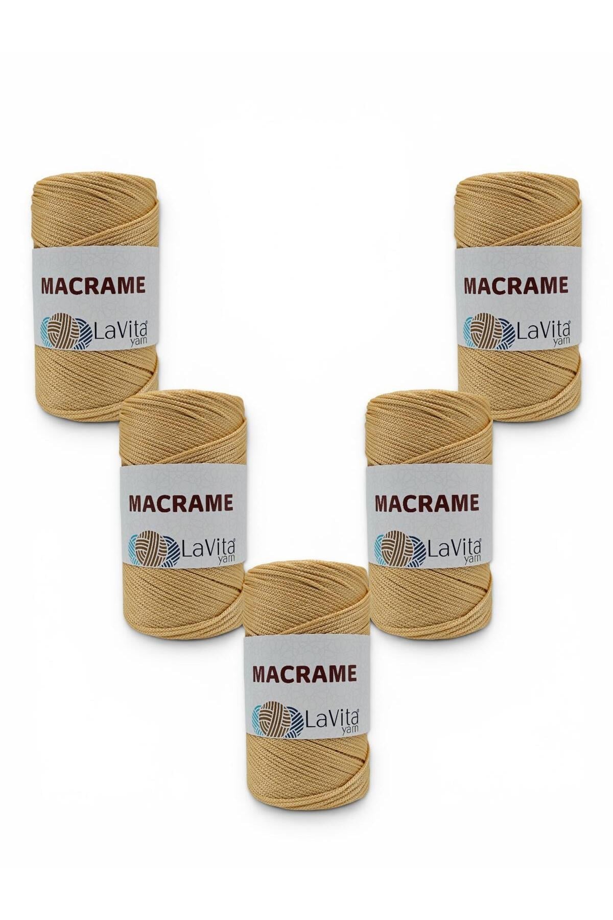 LaVita Macrame El Örgü İpi %100 Polyester 1 KİLOGRAM 5 ADET (520 HARDAL)