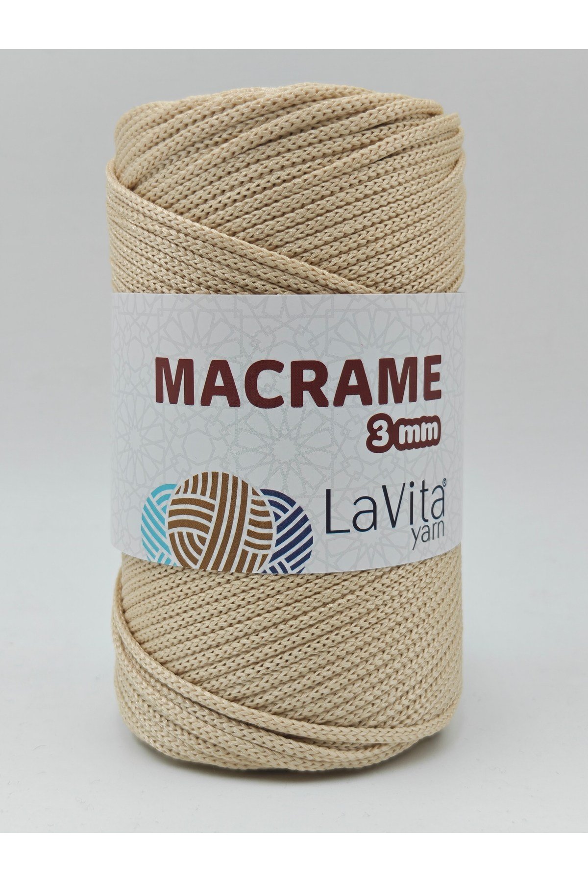LaVita Macrame El Örgü İpi %100 Polyester 3MM 250gr (52 BEJ)