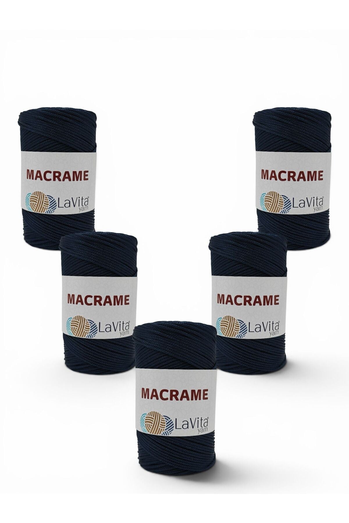 LaVita Macrame El Örgü İpi %100 Polyester 1 KİLOGRAM 5 ADET (370 LACİVERT)