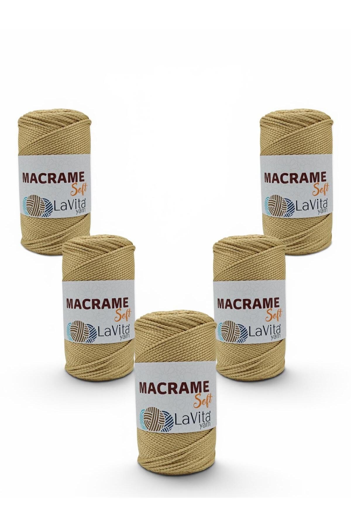 LaVita Macrame Soft El Örgü İpi %100 Polyester 1 KİLOGRAM 5 ADET (2035 ALTIN)