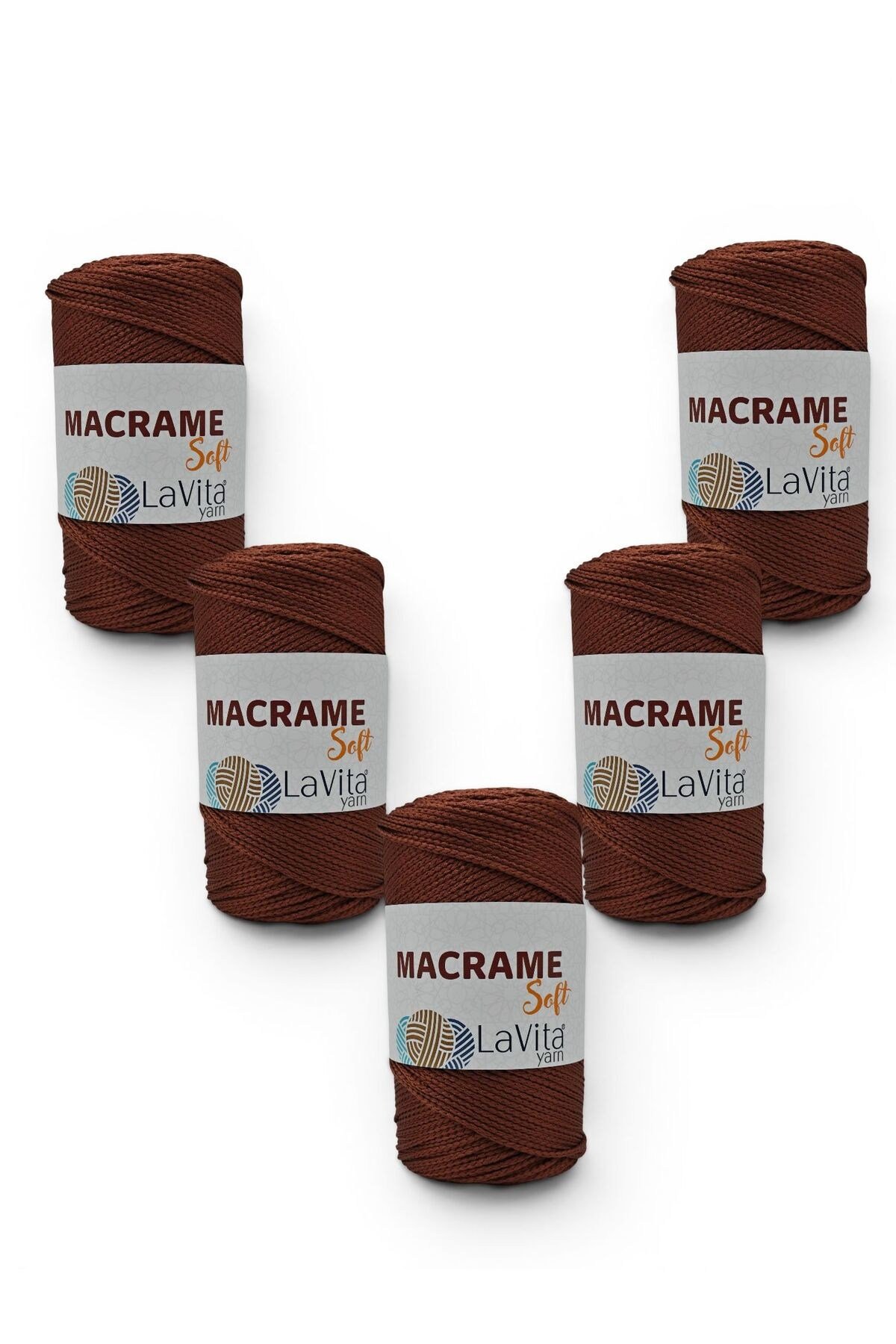 LaVita Macrame Soft El Örgü İpi %100 Polyester 1 KİLOGRAM 5 ADET (7225 KAHVE)