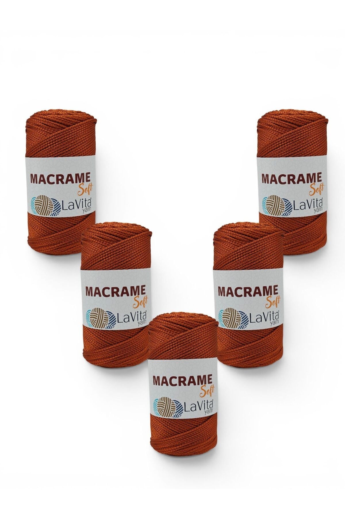 LaVita Macrame Soft El Örgü İpi %100 Polyester 1 KİLOGRAM 5 ADET (3103 KİREMİT)