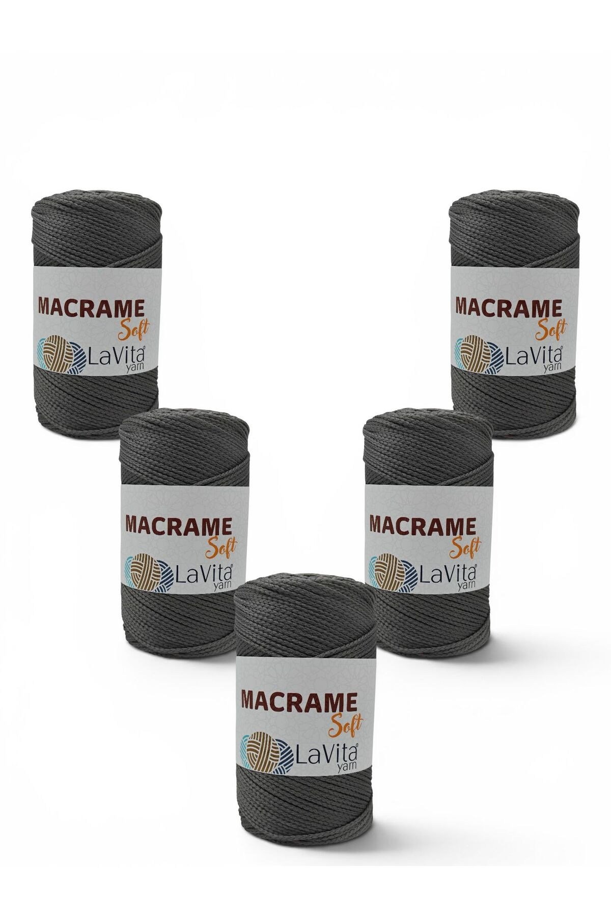 LaVita Macrame Soft El Örgü İpi %100 Polyester 1 KİLOGRAM 5 ADET (6049 FÜME)