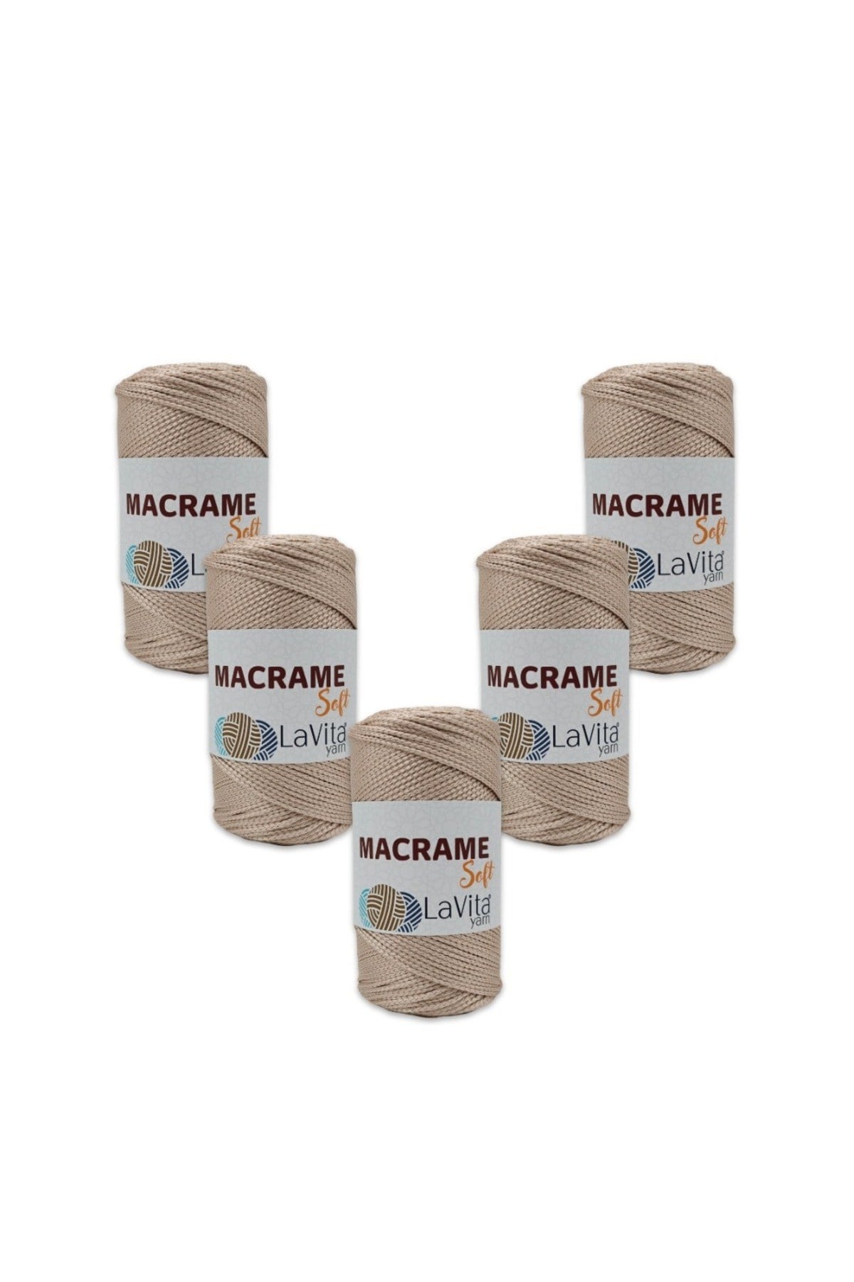 LaVita Macrame Soft El Örgü İpi %100 Polyester 1 KİLOGRAM 5 ADET (4001 PUDRA)