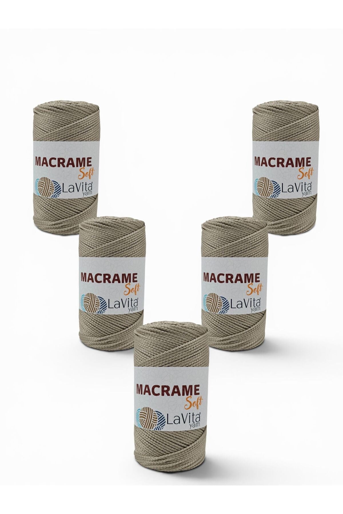 LaVita Macrame Soft El Örgü İpi %100 Polyester 1 KİLOGRAM 5 ADET (7128 KOYU BEJ)