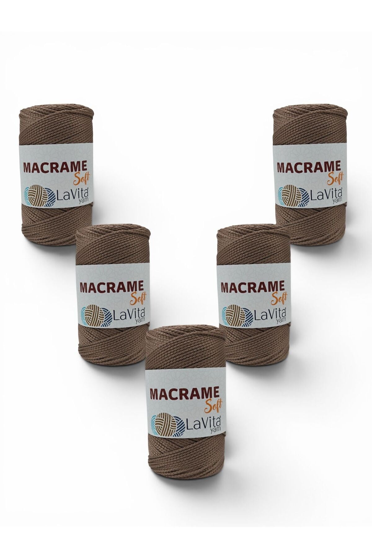 LaVita Macrame Soft El Örgü İpi %100 Polyester 1 KİLOGRAM 5 ADET (7127 TOPRAK)
