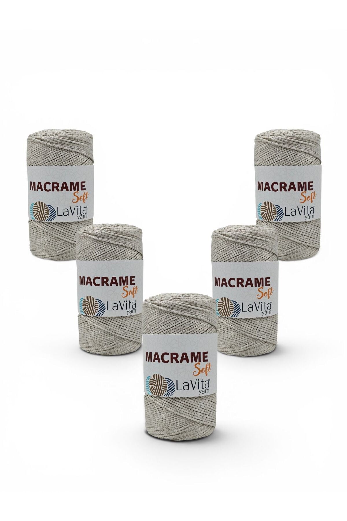 LaVita Macrame Soft El Örgü İpi %100 Polyester 1 KİLOGRAM 5 ADET (1048 KOYU KREM)