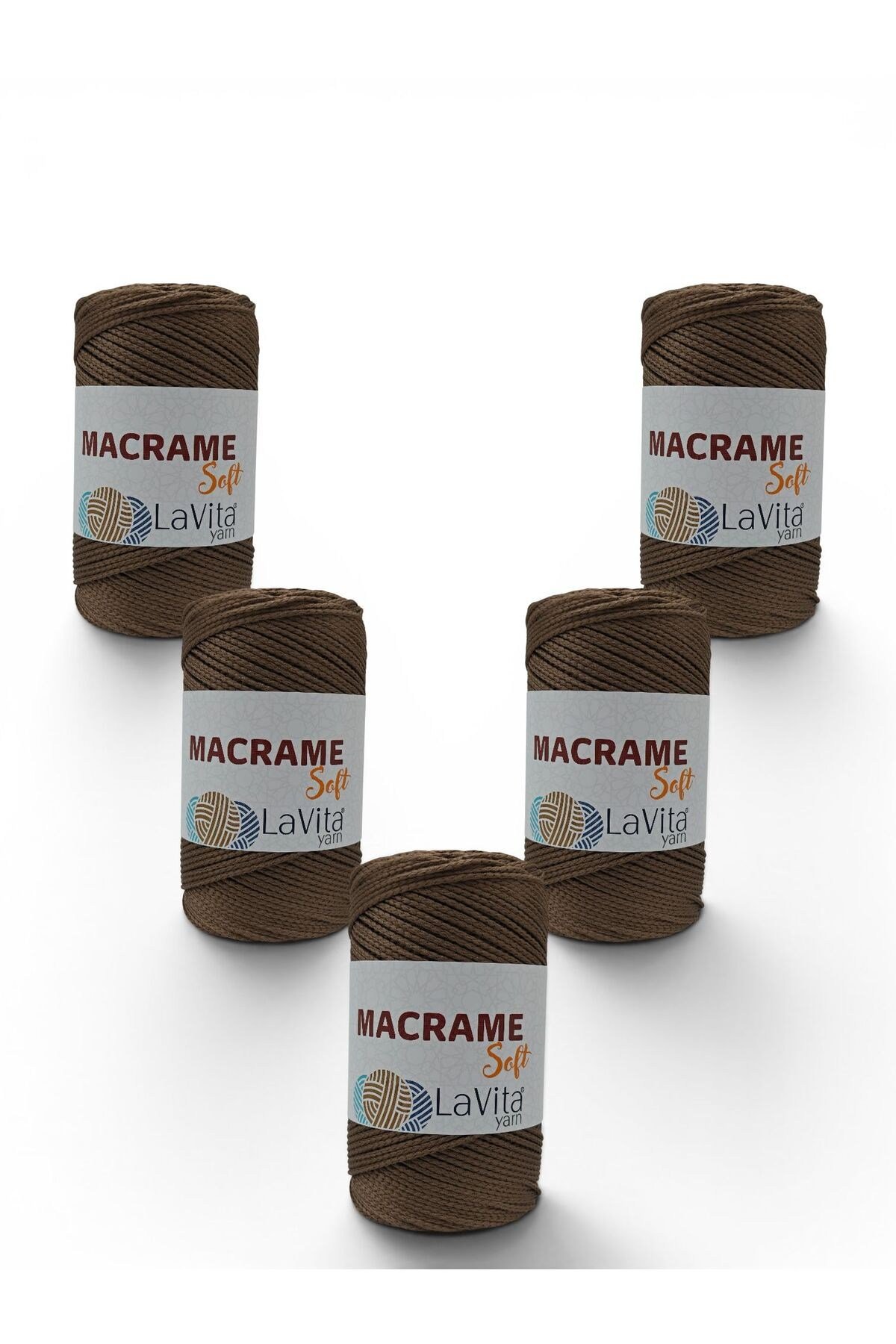 LaVita Macrame Soft El Örgü İpi %100 Polyester 1 KİLOGRAM 5 ADET (7014 TOPRAK)