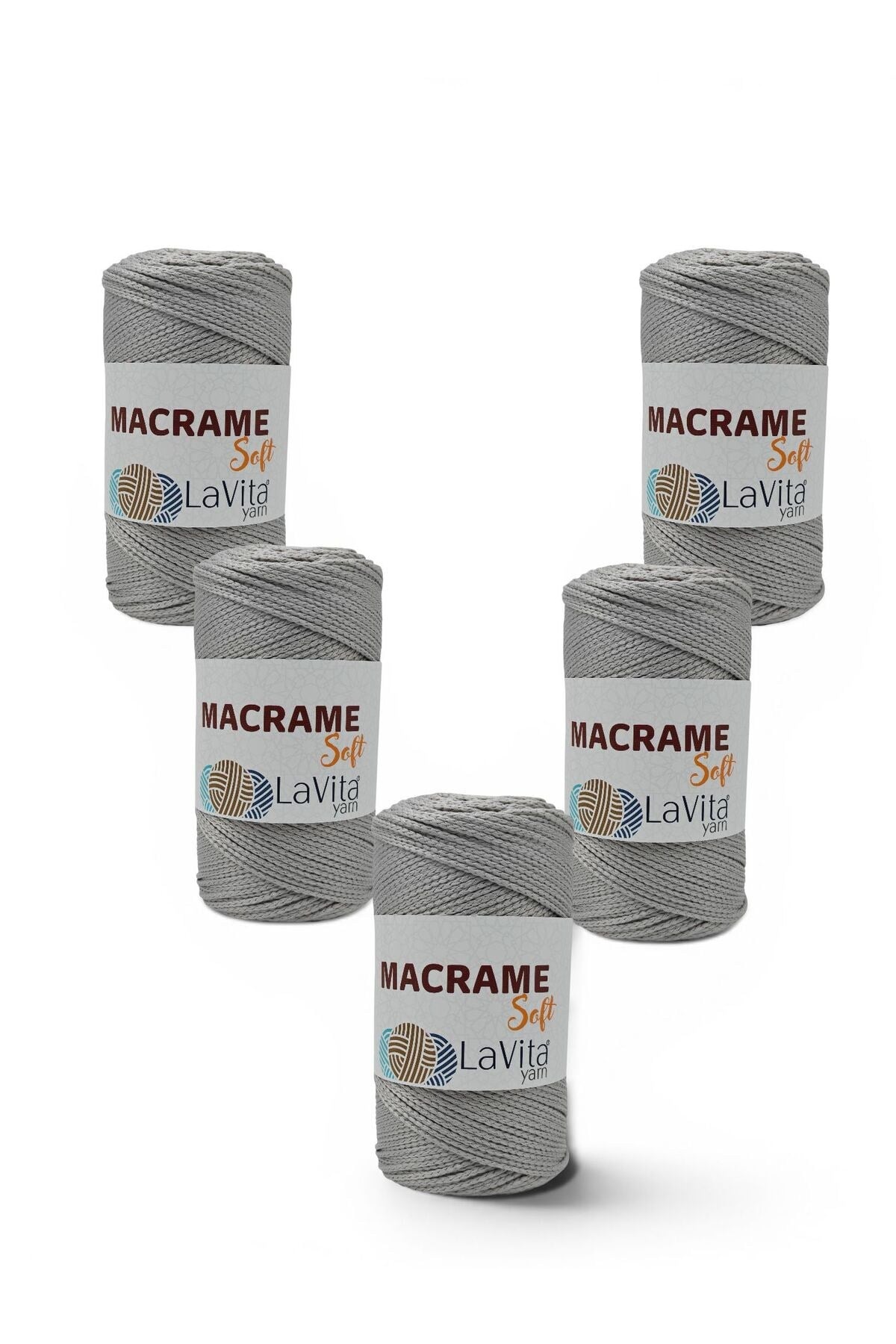 LaVita Macrame Soft El Örgü İpi %100 Polyester 1 KİLOGRAM 5 ADET (6042 GÜMÜŞ)