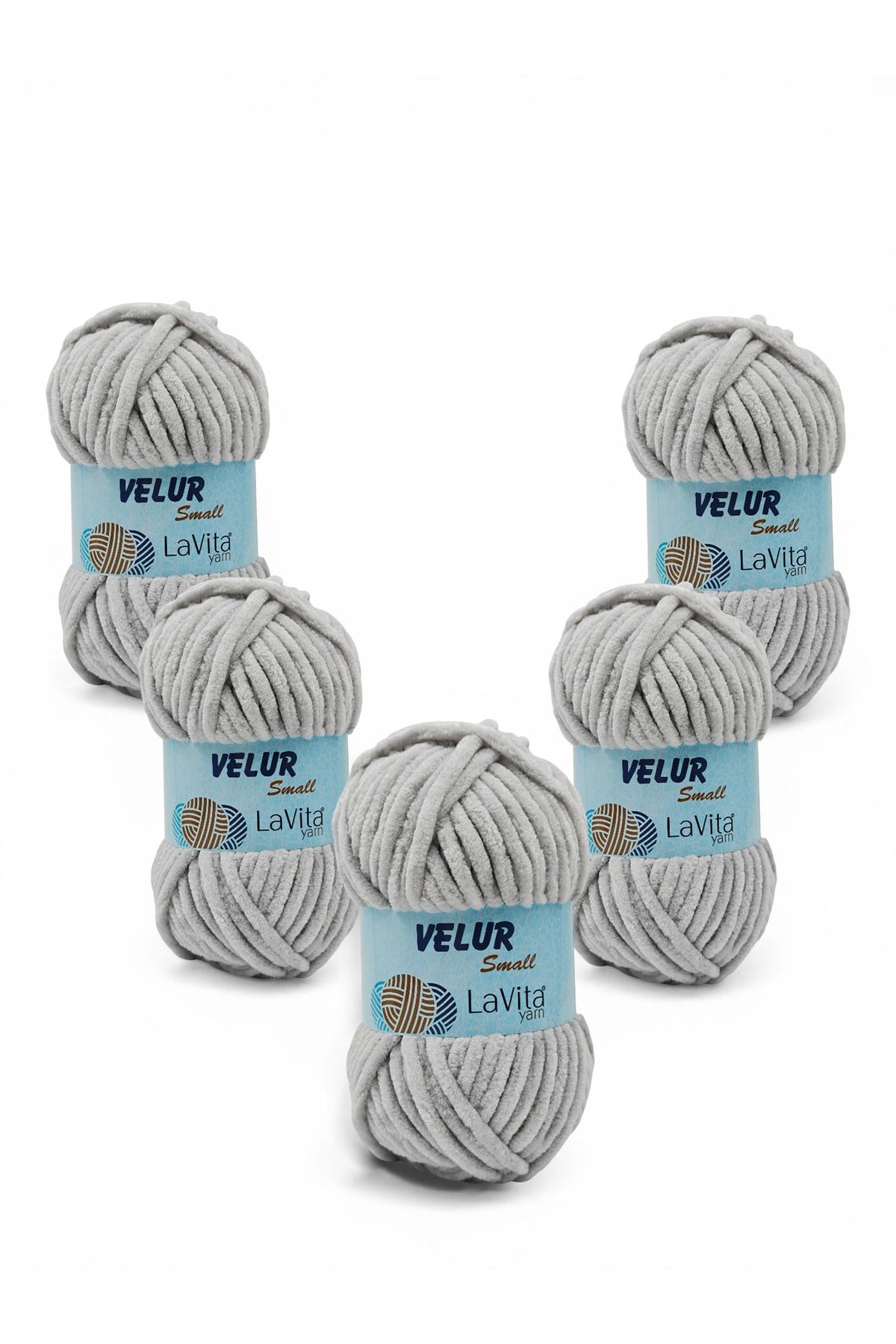 LaVita Velur Small Kadife El Örgü İpi %100 Polyester 250gr 5 ADET (6013 AÇIK GRİ)