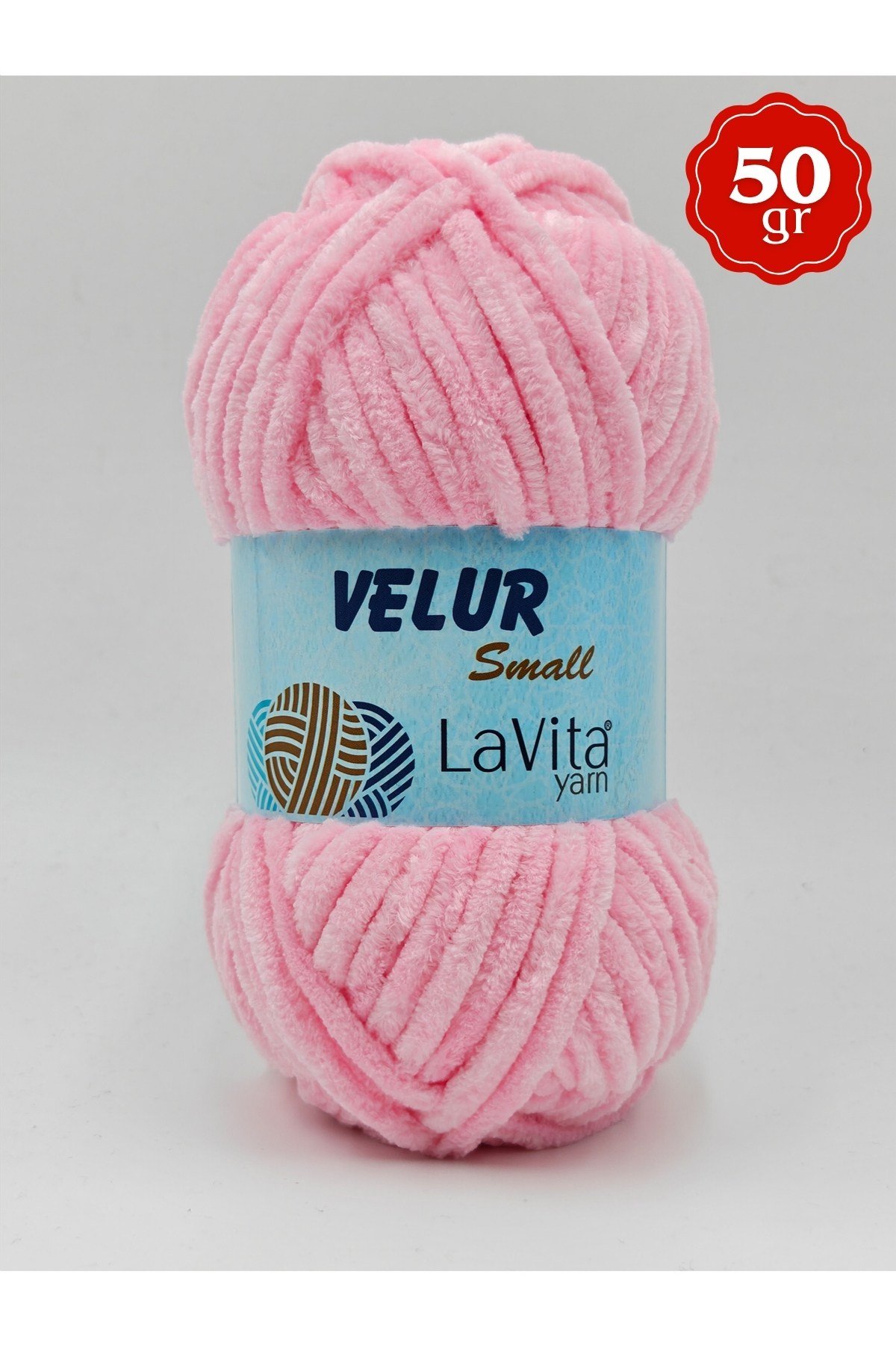 LaVita Velur Small Kadife El Örgü İpi %100 Polyester 50gr (4007 BEBE PEMBE)