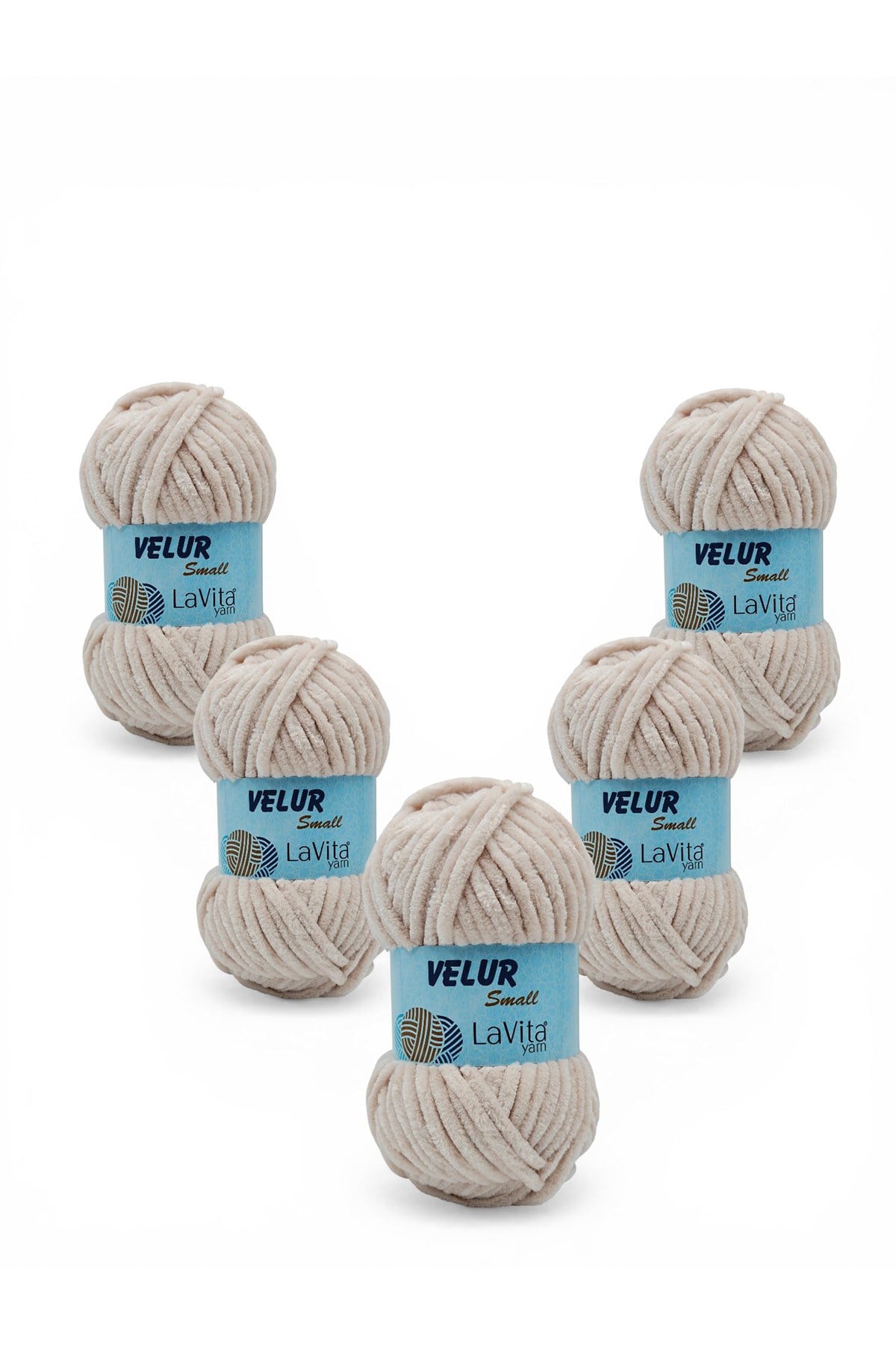 LaVita Velur Small Kadife El Örgü İpi %100 Polyester 250gr 5 ADET (1044 KREM)