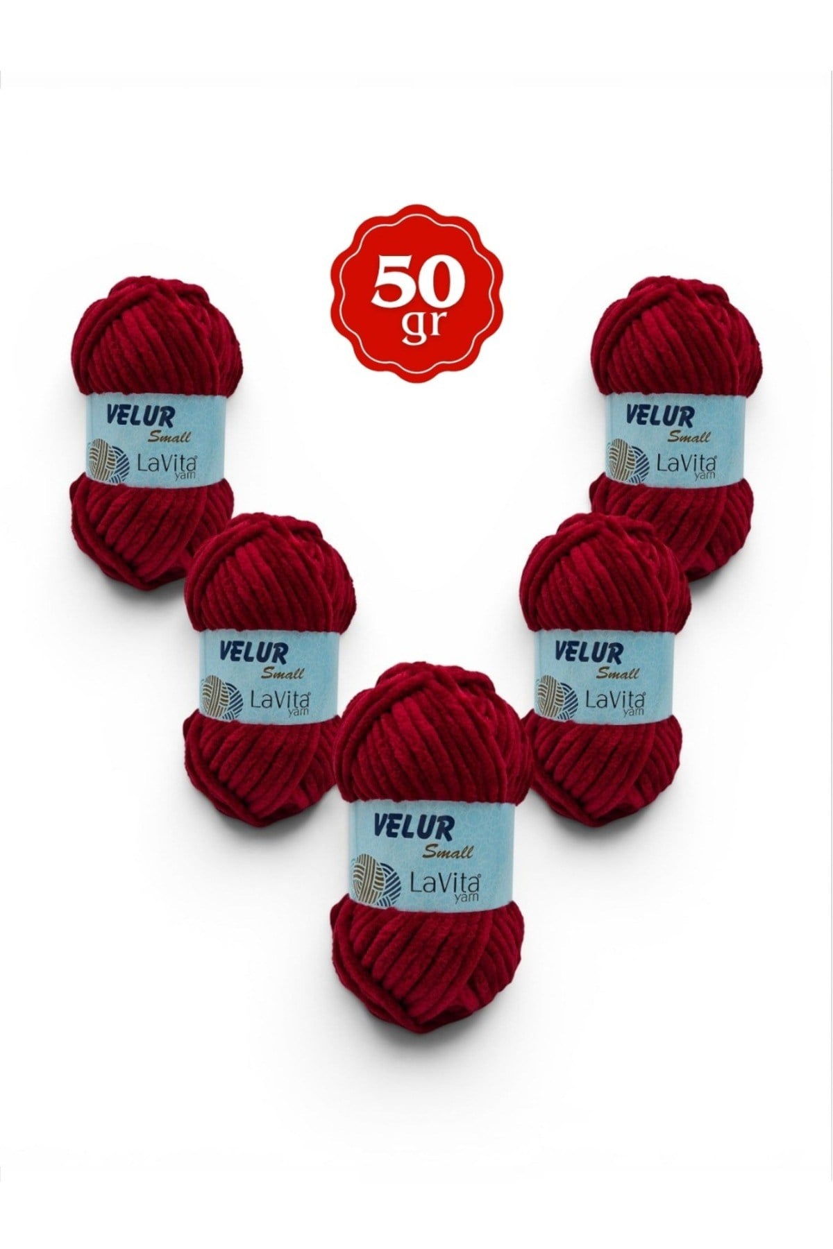 LaVita Velur Small Kadife El Örgü İpi %100 Polyester 250gr 5 ADET (4149 VİŞNE)