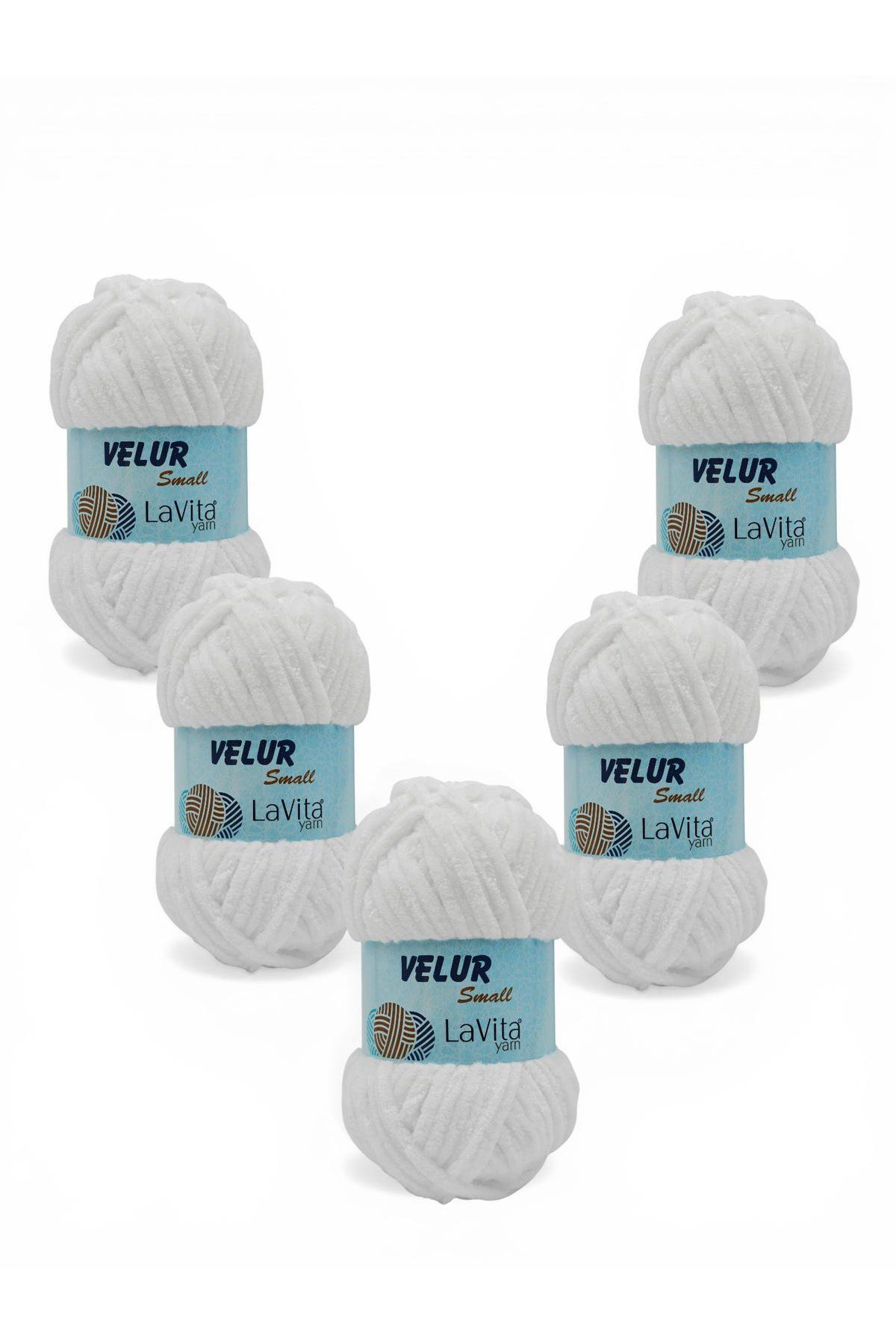 LaVita Velur Small Kadife El Örgü İpi %100 Polyester 250gr 5 ADET (1002 OPTİK BEYAZ)