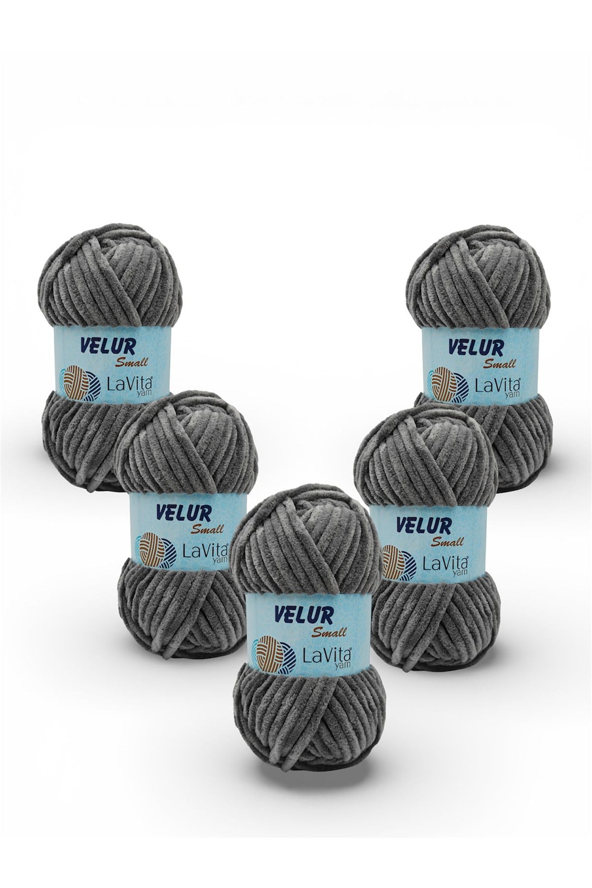 LaVita Velur Small Kadife El Örgü İpi %100 Polyester 250gr 5 ADET (6019 GRİ)
