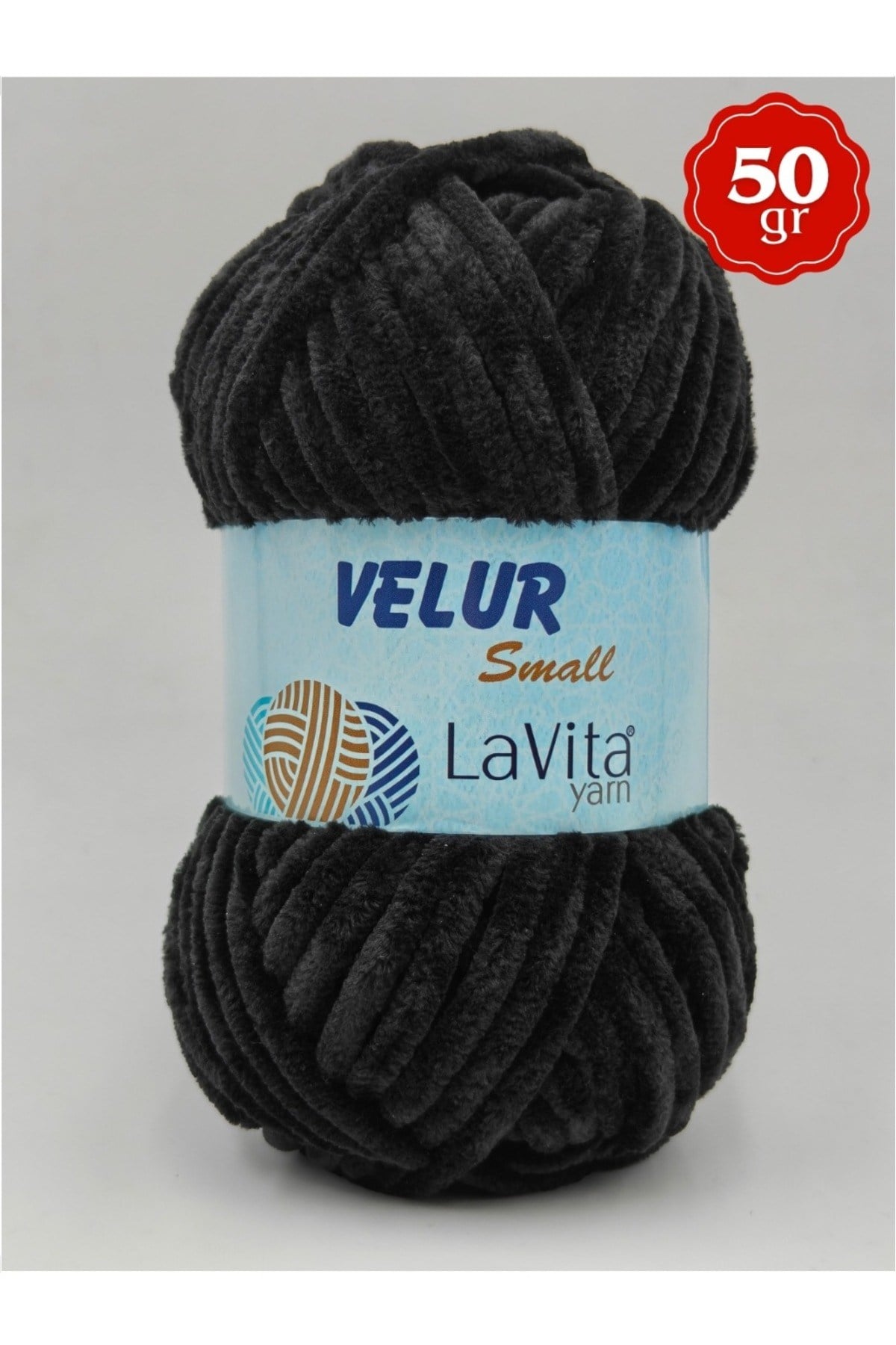 LaVita Velur Small Kadife El Örgü İpi %100 Polyester 50gr (6500 SİYAH)