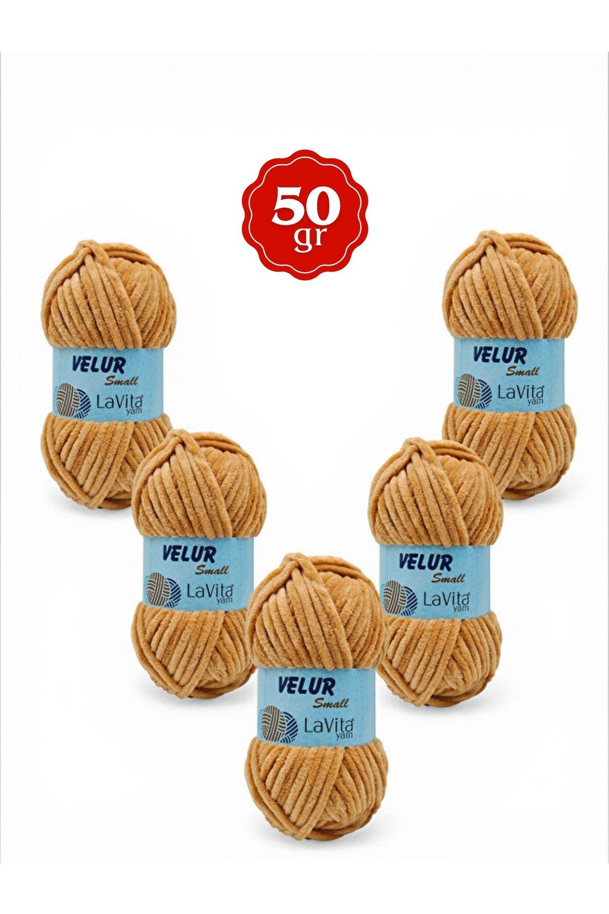 LaVita Velur Small Kadife El Örgü İpi %100 Polyester 250gr 5 ADET (7203 KAHVE)